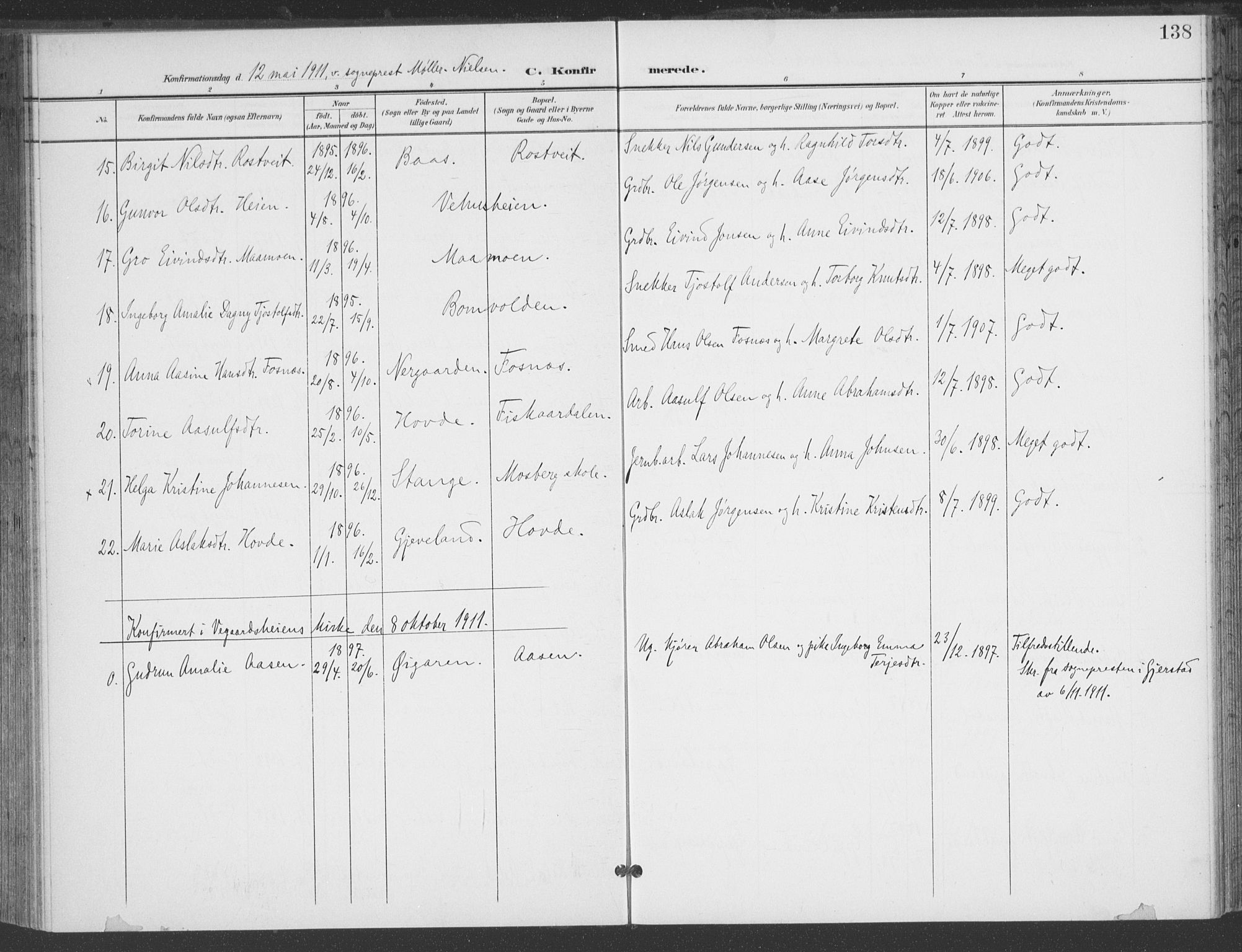 Åmli sokneprestkontor, AV/SAK-1111-0050/F/Fa/Fac/L0012: Parish register (official) no. A 12, 1900-1914, p. 138