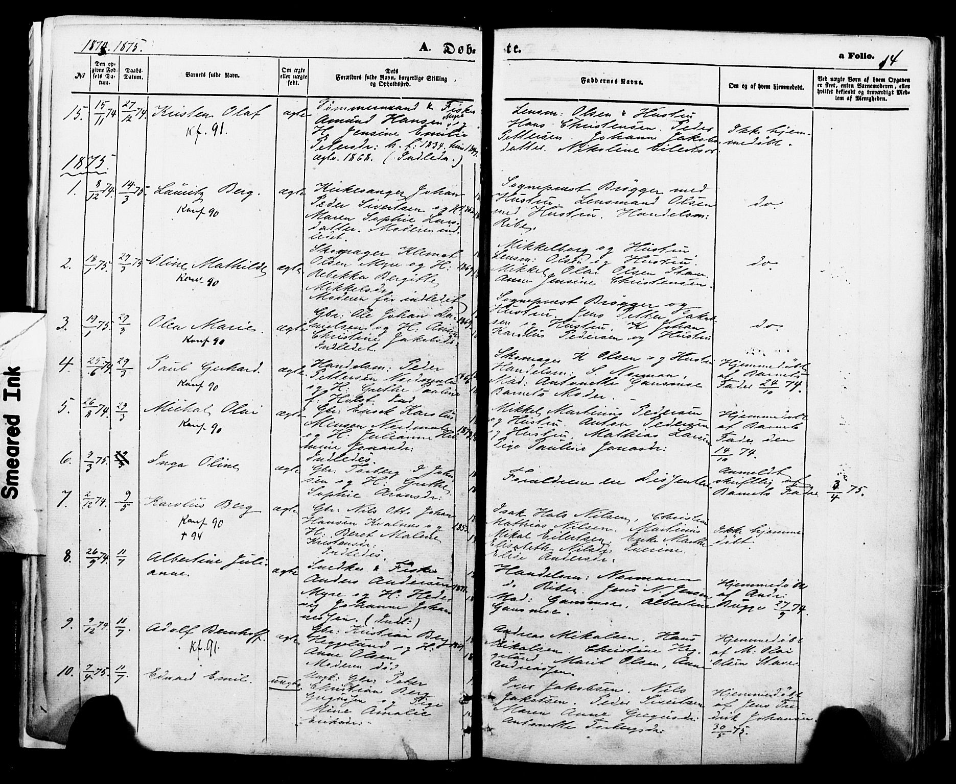 Ministerialprotokoller, klokkerbøker og fødselsregistre - Nordland, AV/SAT-A-1459/897/L1397: Parish register (official) no. 897A05 /1, 1867-1880, p. 14