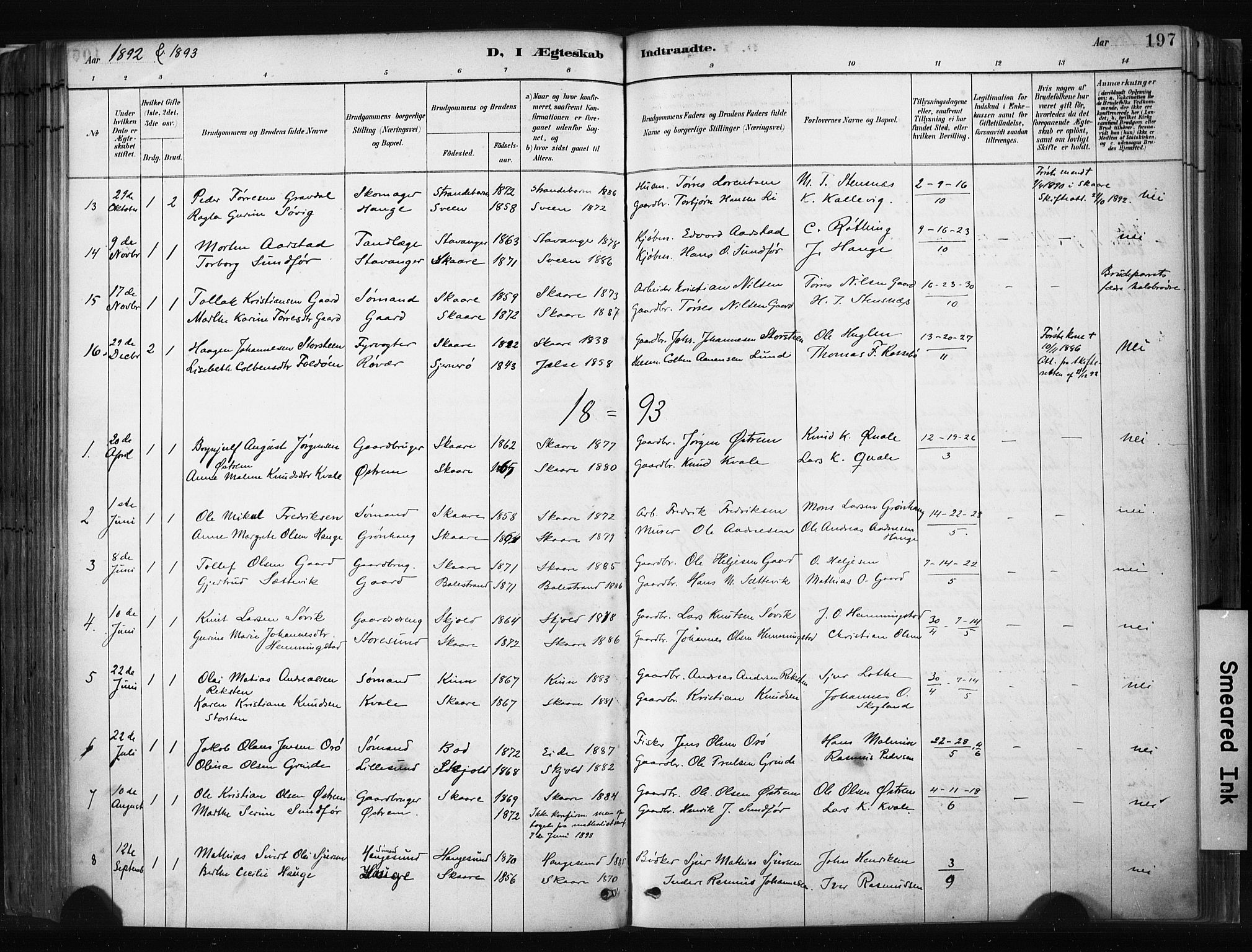 Haugesund sokneprestkontor, SAST/A -101863/H/Ha/Haa/L0004: Parish register (official) no. A 4, 1886-1908, p. 197