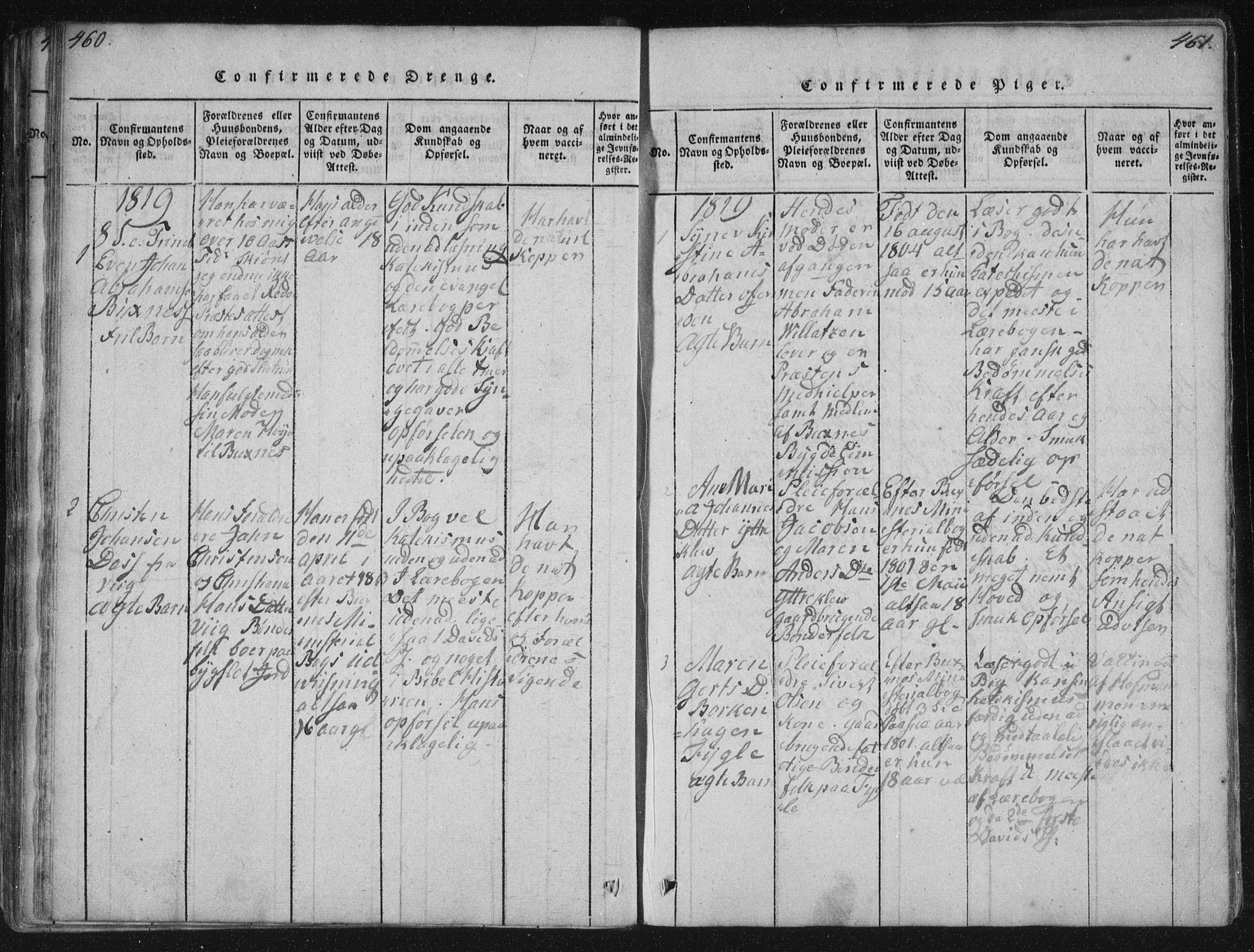 Ministerialprotokoller, klokkerbøker og fødselsregistre - Nordland, SAT/A-1459/881/L1164: Parish register (copy) no. 881C01, 1818-1853, p. 460-461