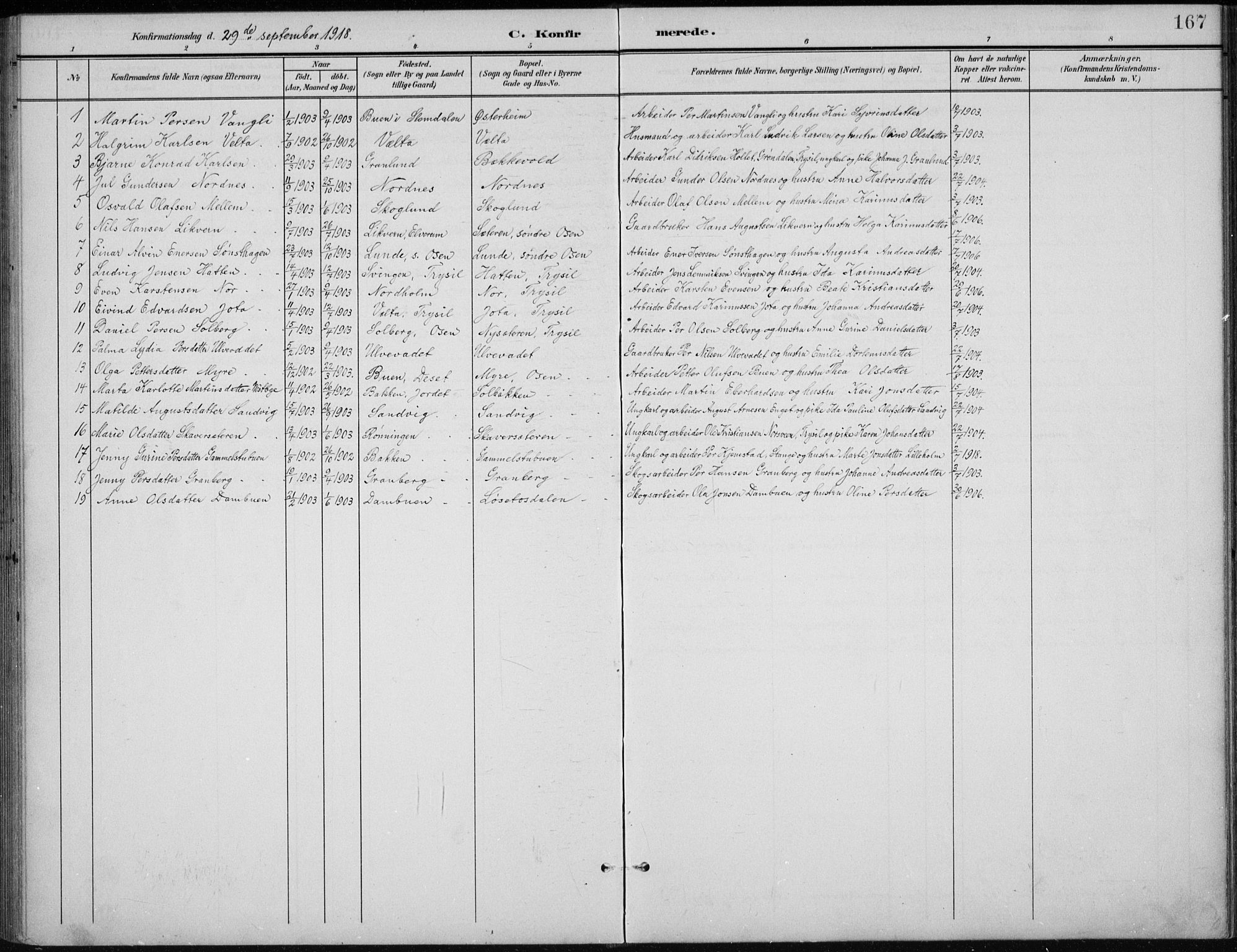 Åmot prestekontor, Hedmark, AV/SAH-PREST-056/H/Ha/Hab/L0003: Parish register (copy) no. 3, 1902-1938, p. 167