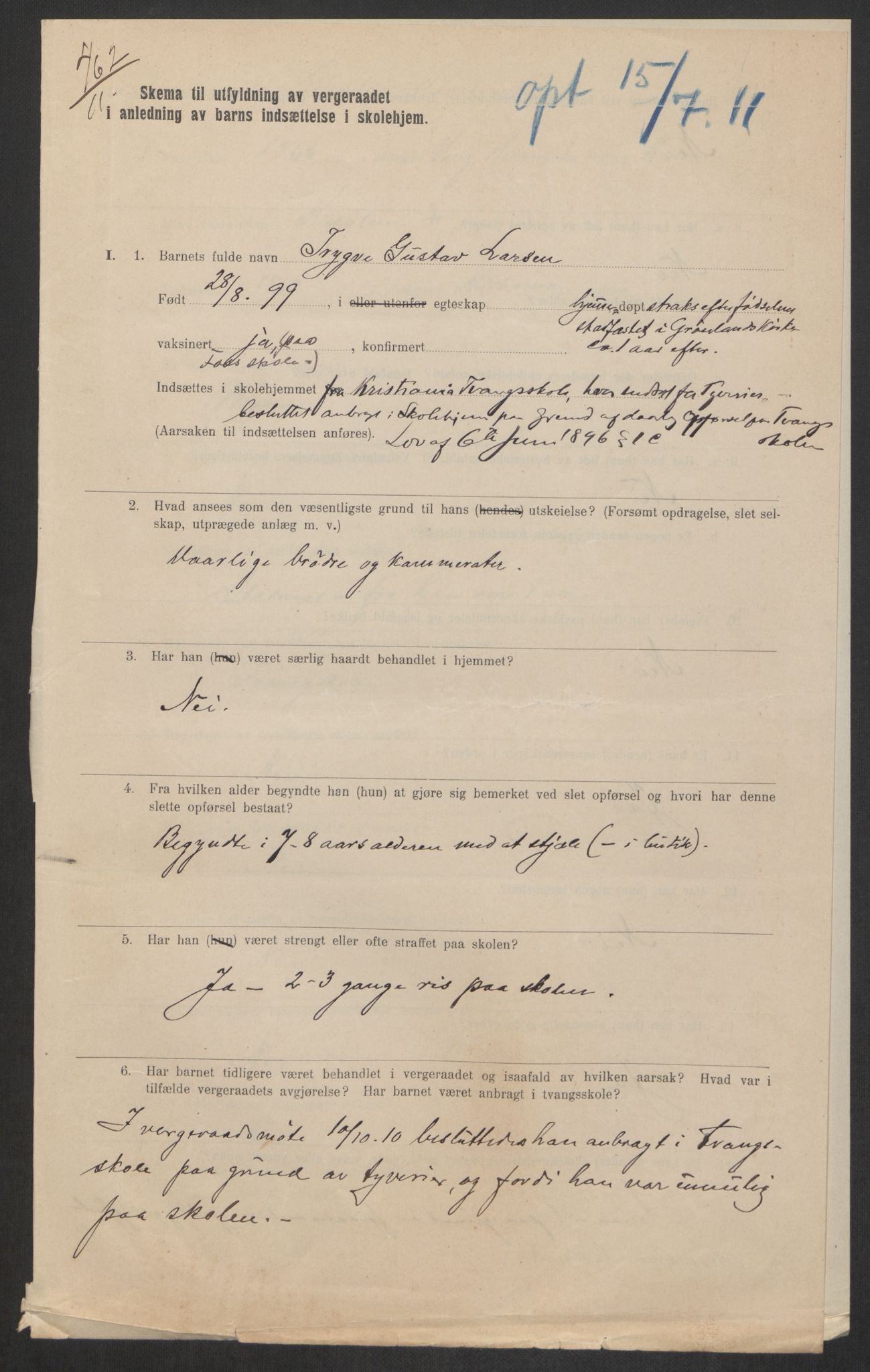 Falstad skolehjem, AV/RA-S-1676/E/Eb/L0011: Elevmapper løpenr.. 240-260, 1911-1918, p. 38