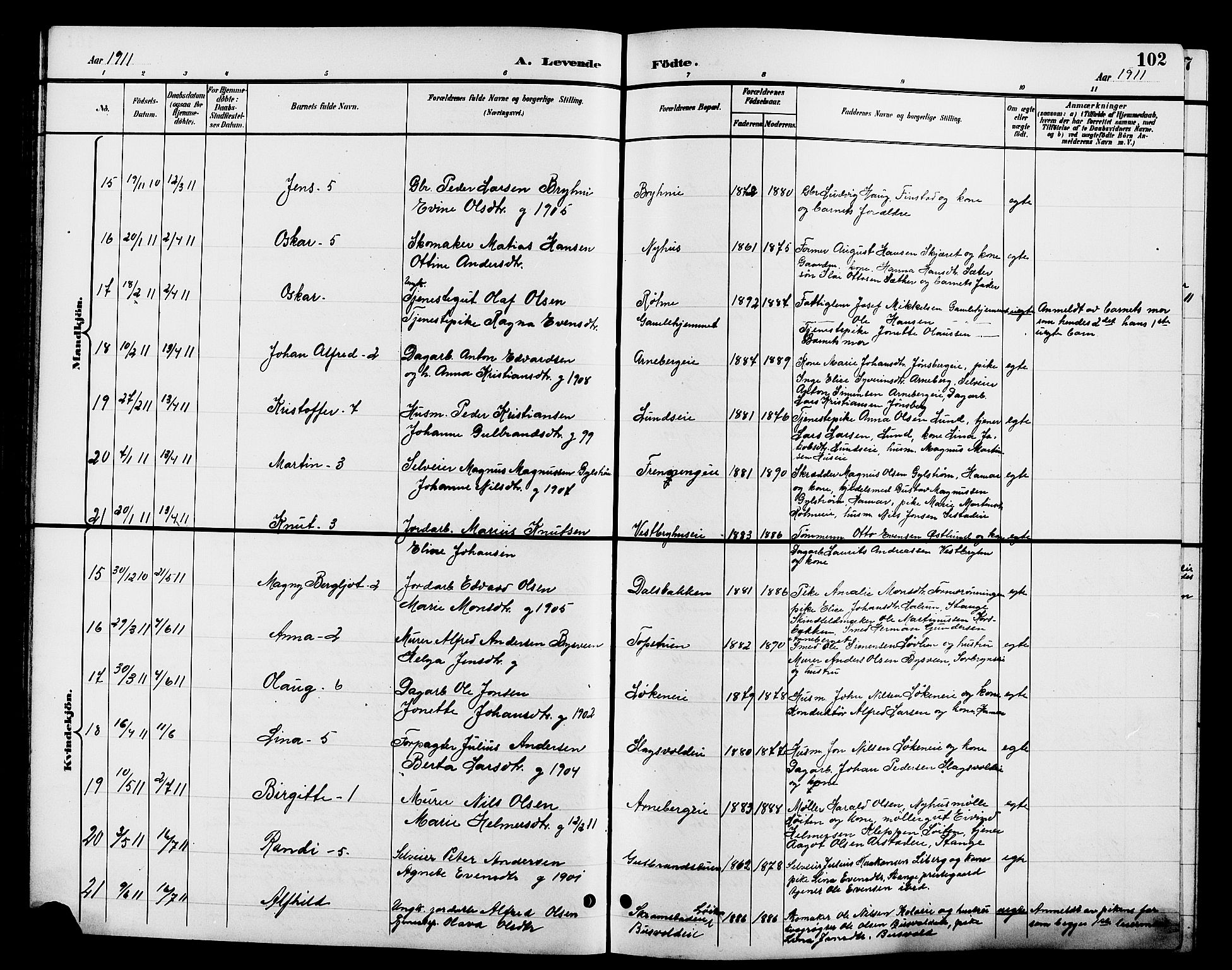 Romedal prestekontor, AV/SAH-PREST-004/L/L0012: Parish register (copy) no. 12, 1896-1914, p. 102