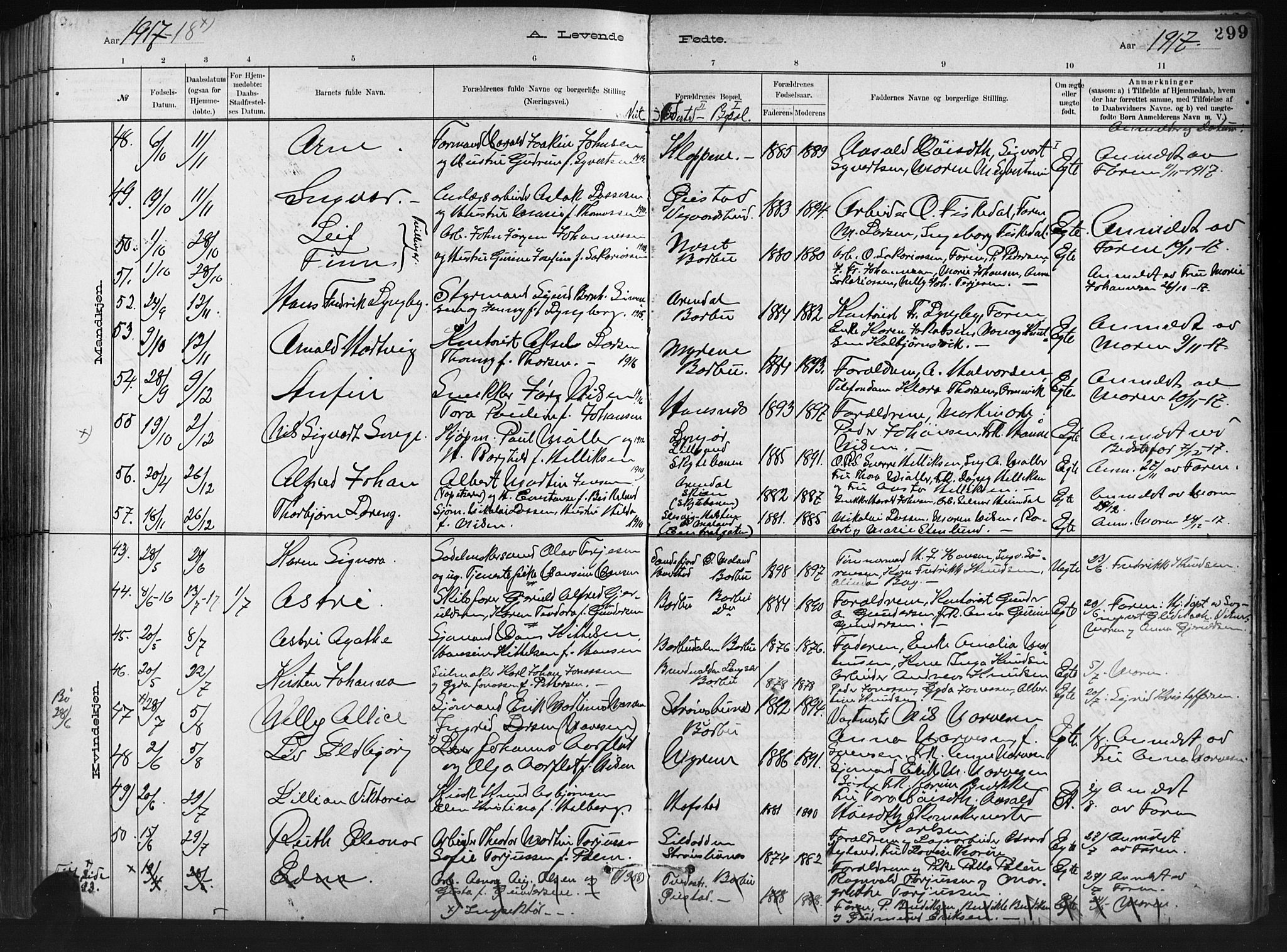 Barbu sokneprestkontor, SAK/1111-0003/F/Fb/L0002: Parish register (copy) no. B 2, 1890-1922, p. 299