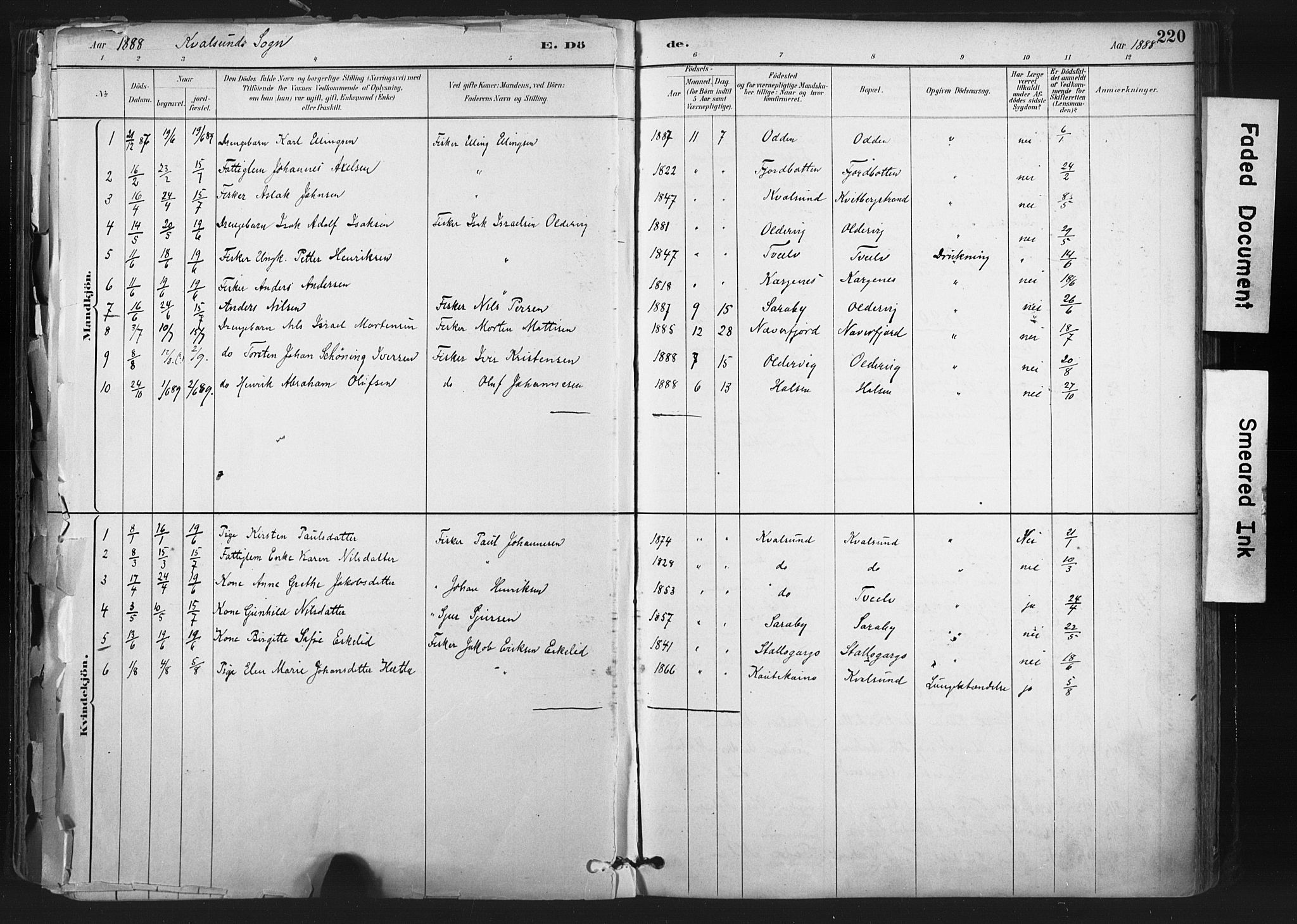 Hammerfest sokneprestkontor, AV/SATØ-S-1347/H/Ha/L0011.kirke: Parish register (official) no. 11 /2, 1885-1897, p. 220