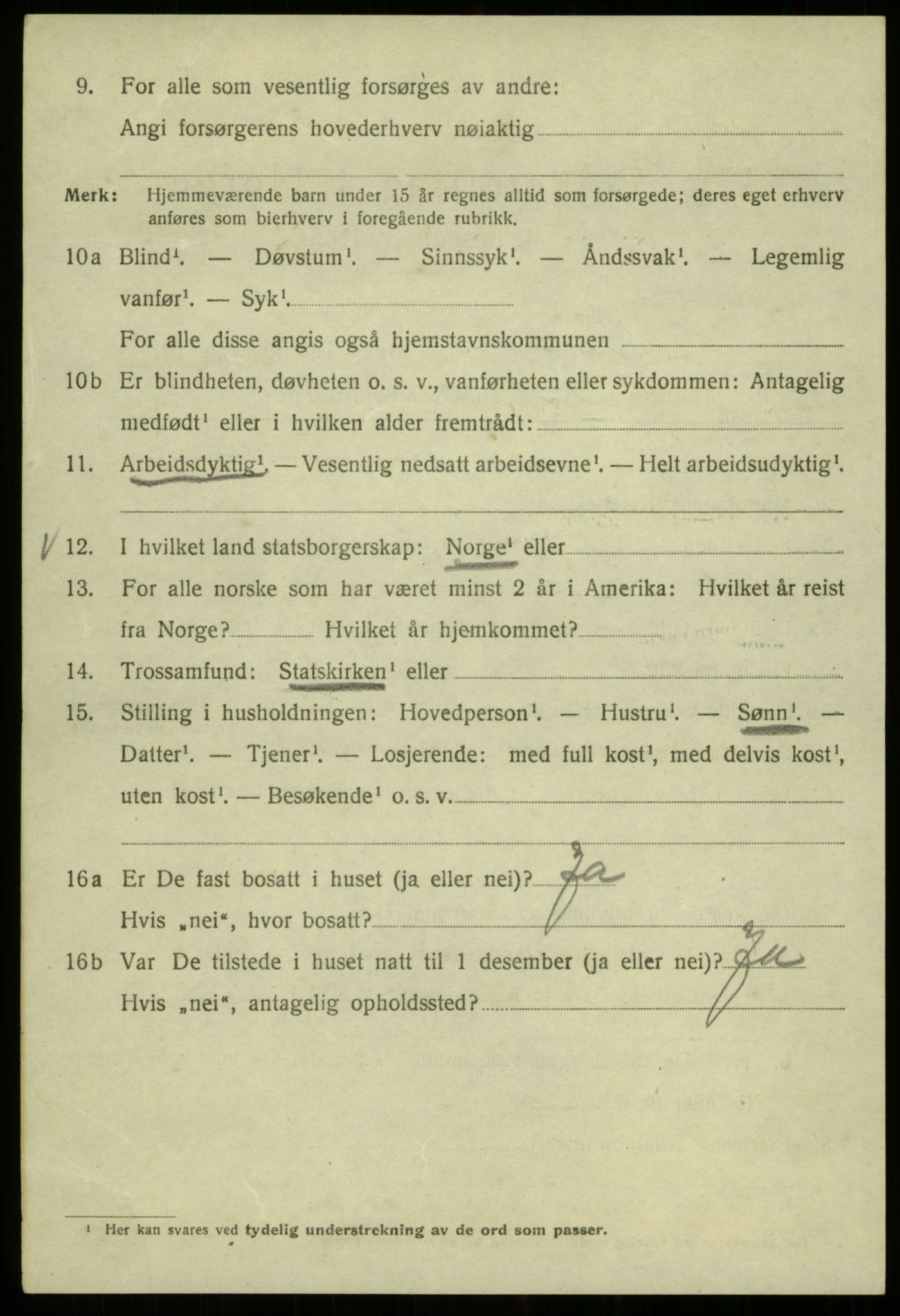 SAB, 1920 census for Bergen, 1920, p. 102745