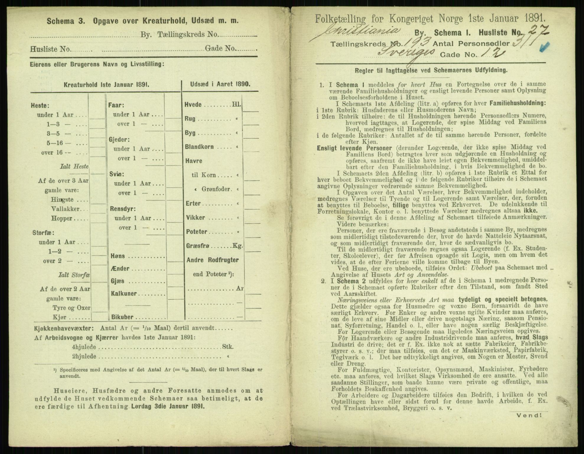 RA, 1891 census for 0301 Kristiania, 1891, p. 116116