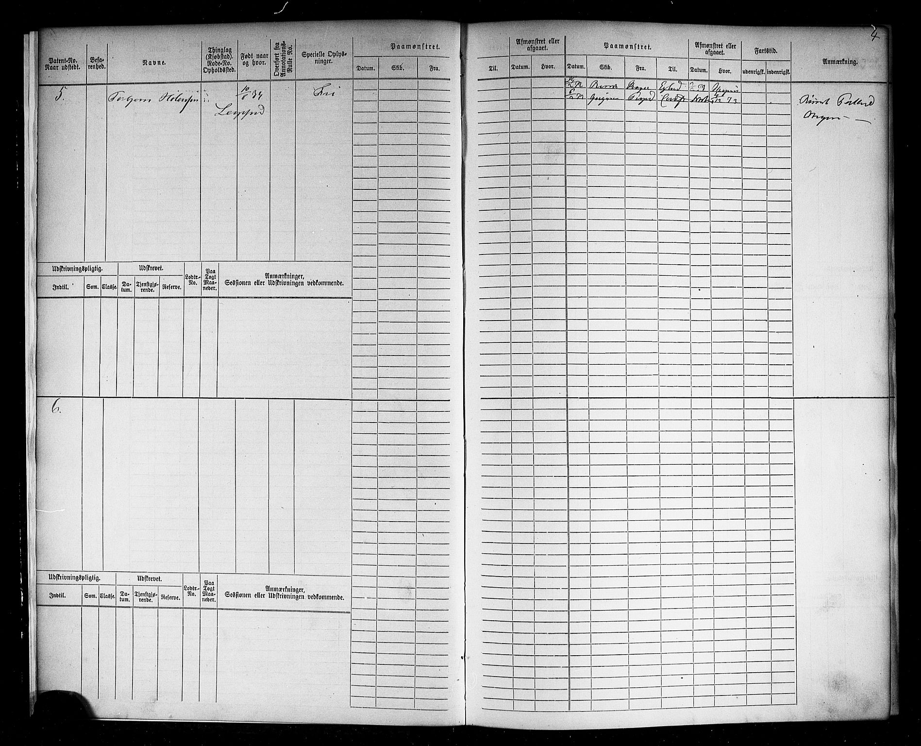 Langesund innrulleringskontor, AV/SAKO-A-831/F/Fc/L0004: Hovedrulle, 1868-1871, p. 5