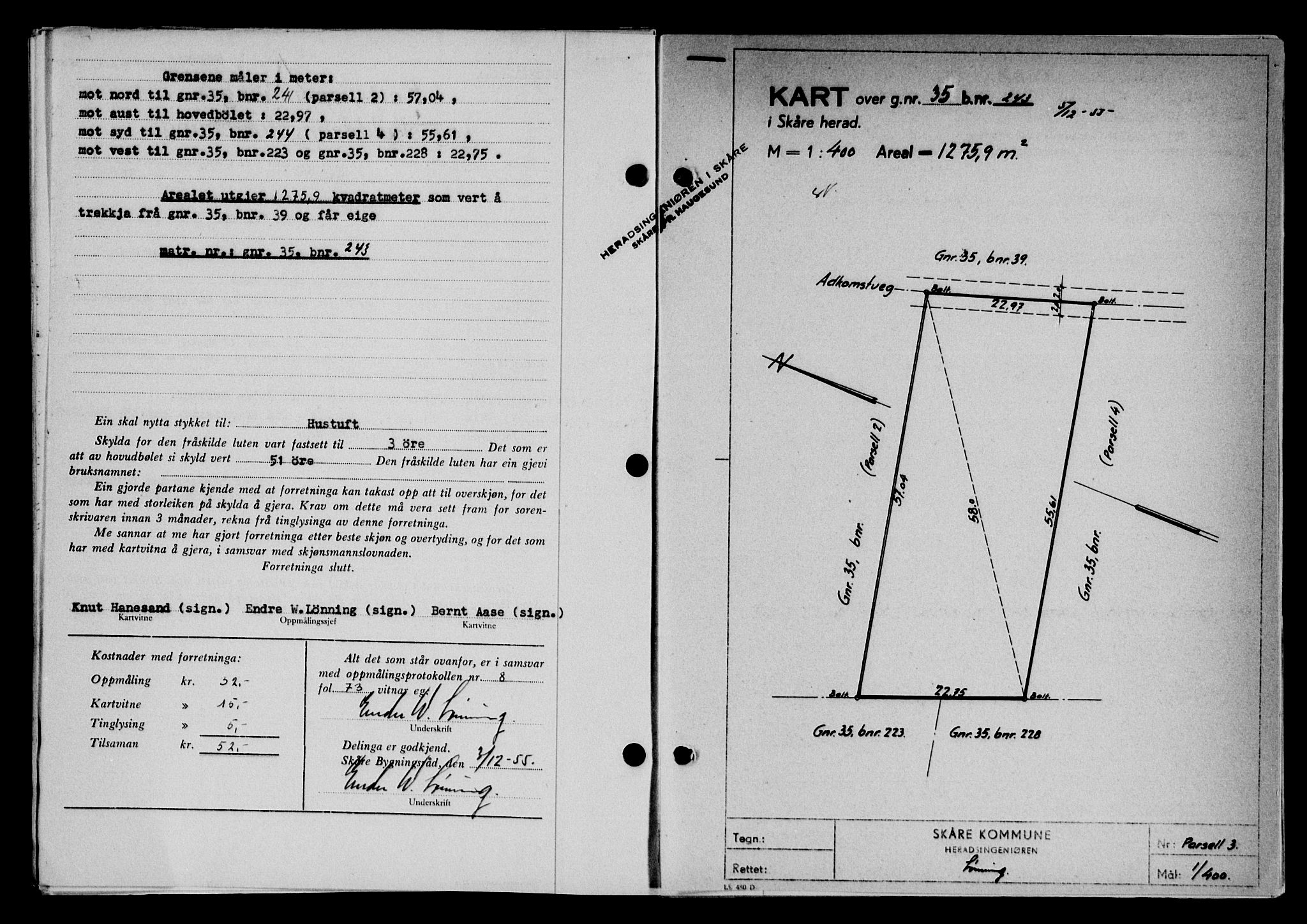 Karmsund sorenskriveri, AV/SAST-A-100311/01/II/IIB/L0118: Mortgage book no. 98A, 1955-1956, Diary no: : 3893/1955