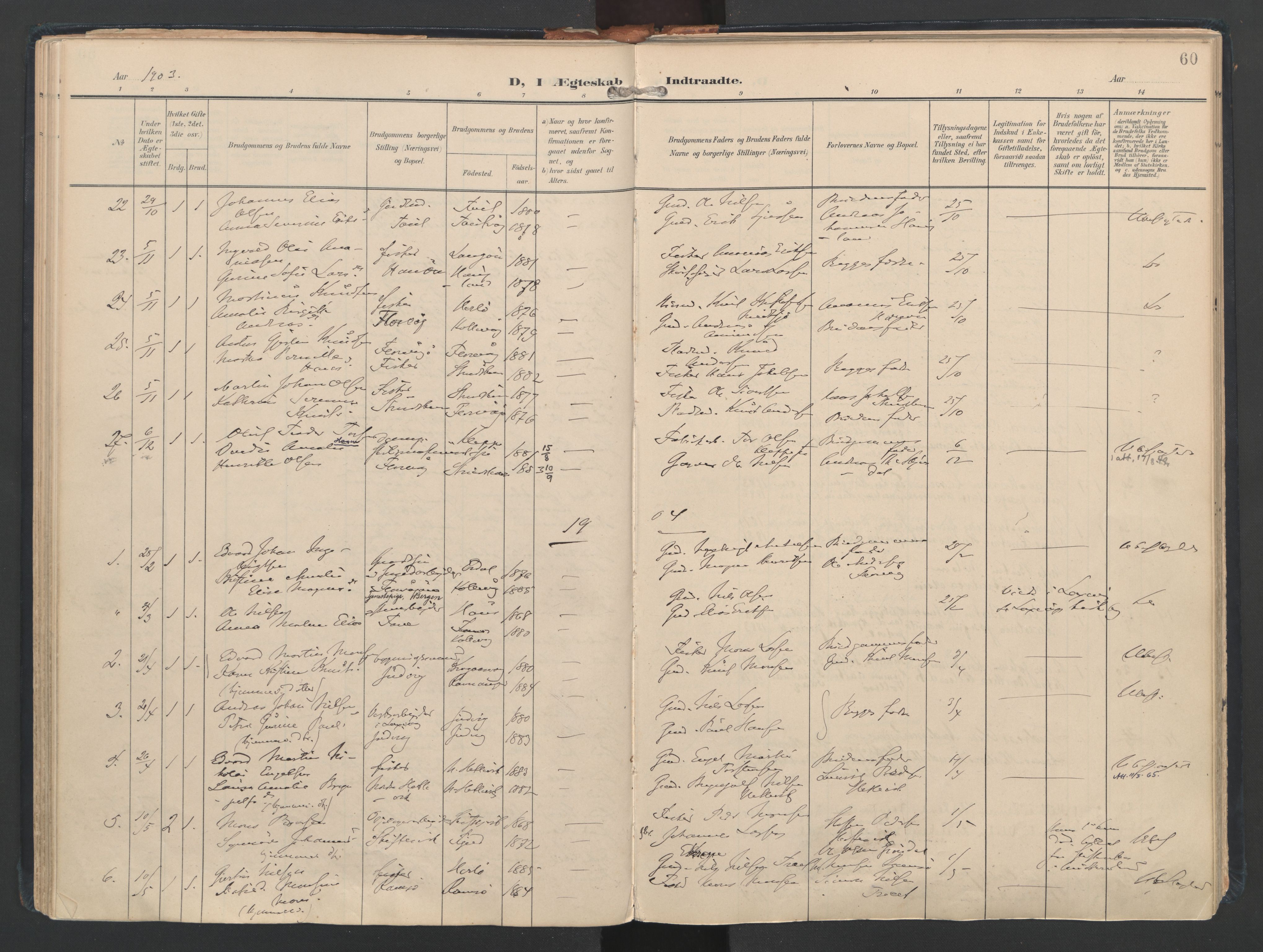 Askøy Sokneprestembete, AV/SAB-A-74101/H/Ha/Haa/Haad/L0001: Parish register (official) no. D 1, 1902-1916, p. 60