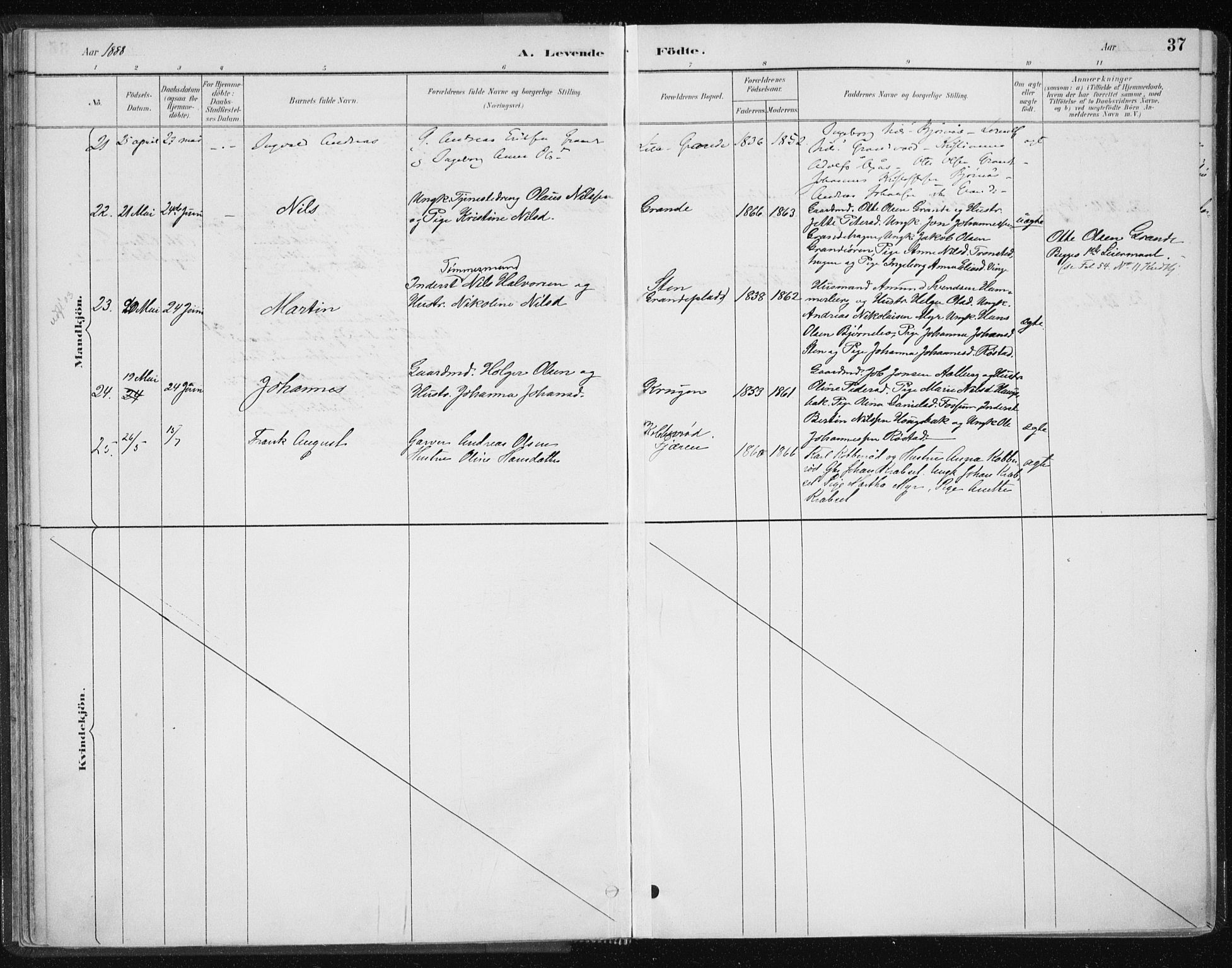 Ministerialprotokoller, klokkerbøker og fødselsregistre - Nord-Trøndelag, SAT/A-1458/701/L0010: Parish register (official) no. 701A10, 1883-1899, p. 37