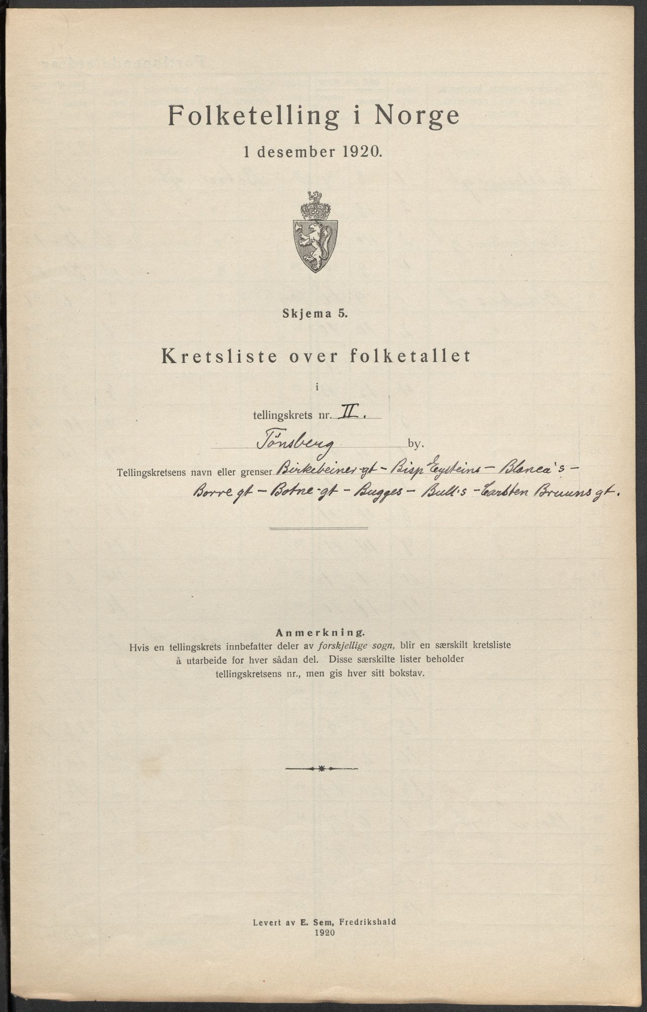 SAKO, 1920 census for Tønsberg, 1920, p. 8