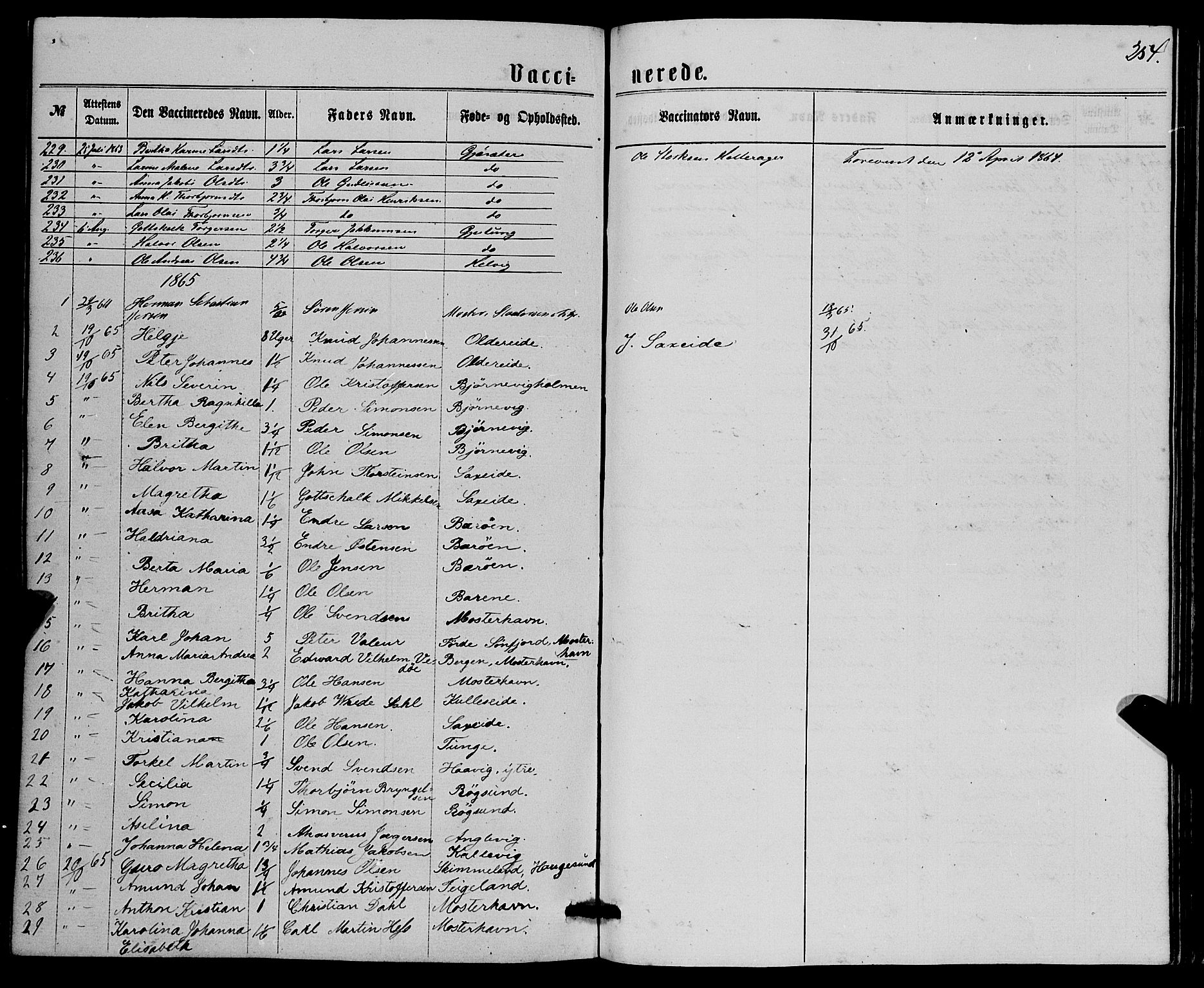 Finnås sokneprestembete, SAB/A-99925/H/Ha/Haa/Haaa/L0008: Parish register (official) no. A 8, 1863-1872, p. 254