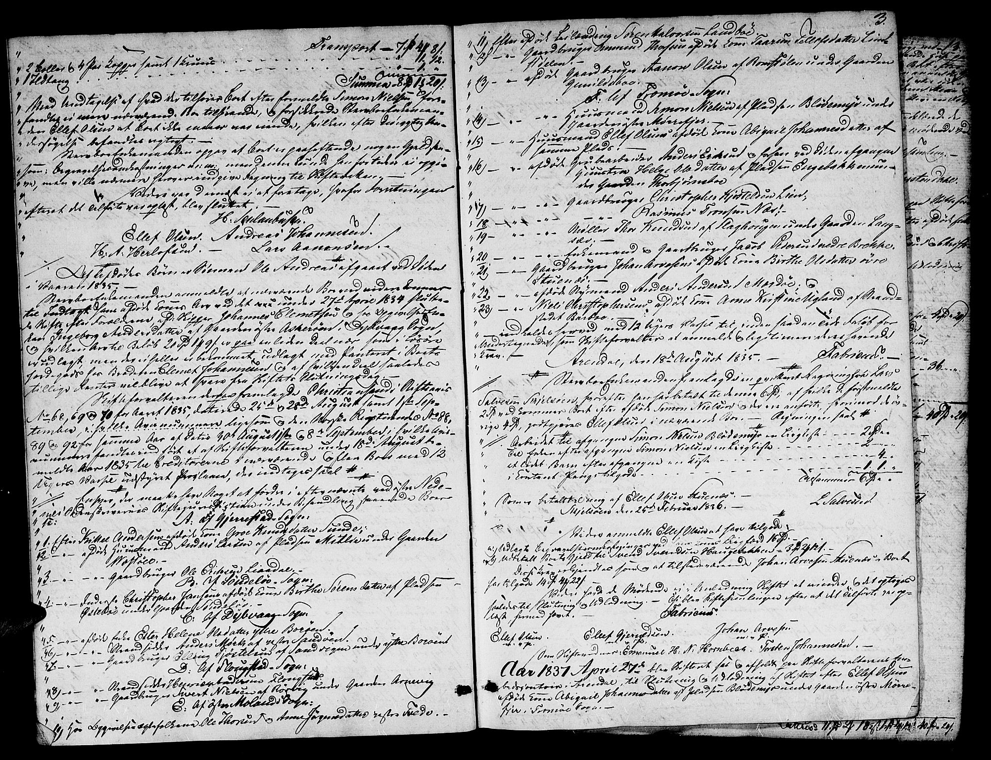 Holt sorenskriveri, AV/SAK-1221-0002/H/Hc/L0007: Skifteprotokoll nr. 7 med register, 1835-1841, p. 2b-3a
