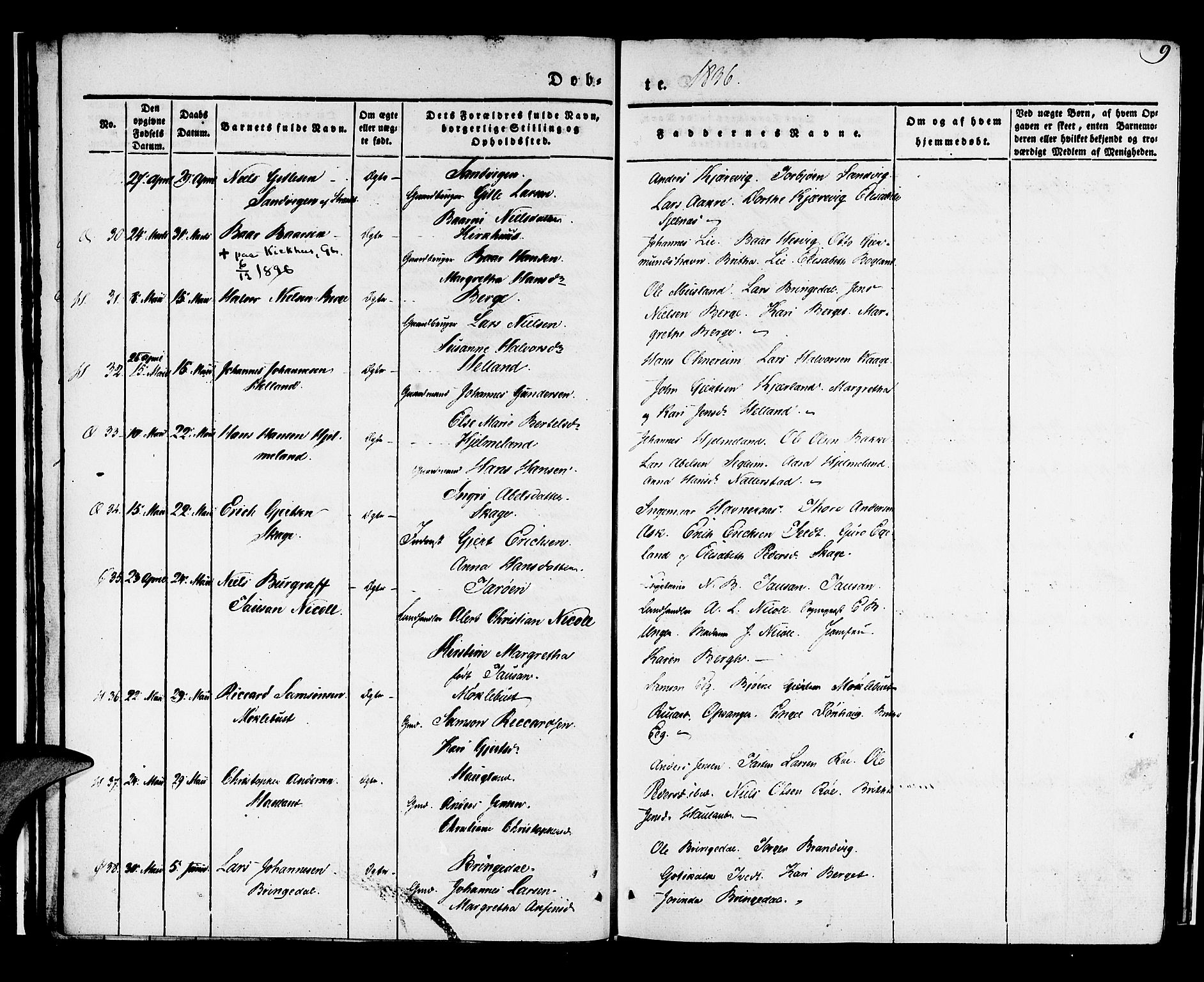 Kvinnherad sokneprestembete, AV/SAB-A-76401/H/Haa: Parish register (official) no. A 6, 1835-1843, p. 9