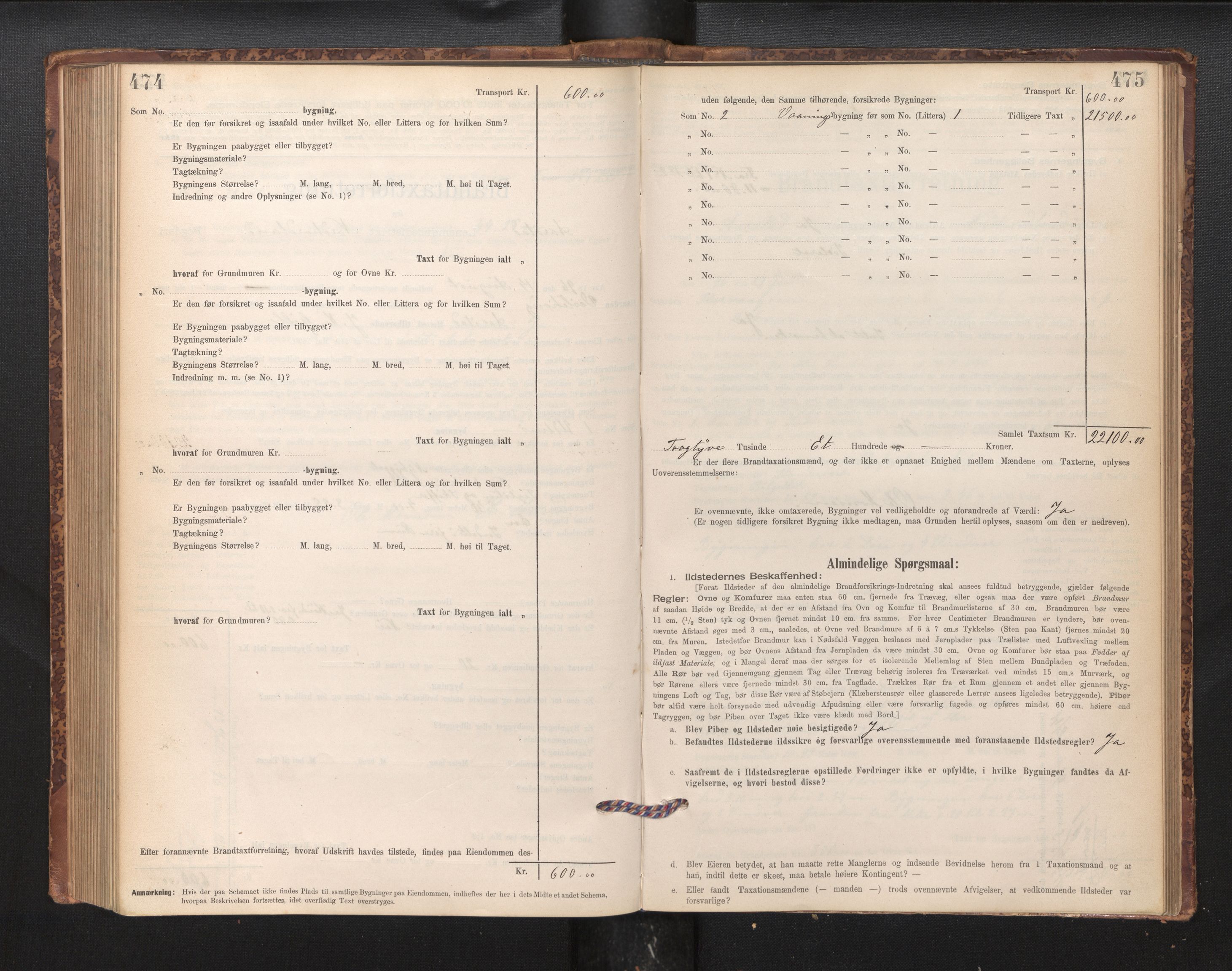 Lensmannen i Årstad, AV/SAB-A-36201/0012/L0011: Branntakstprotokoll,skjematakst, 1895-1901, p. 474-475