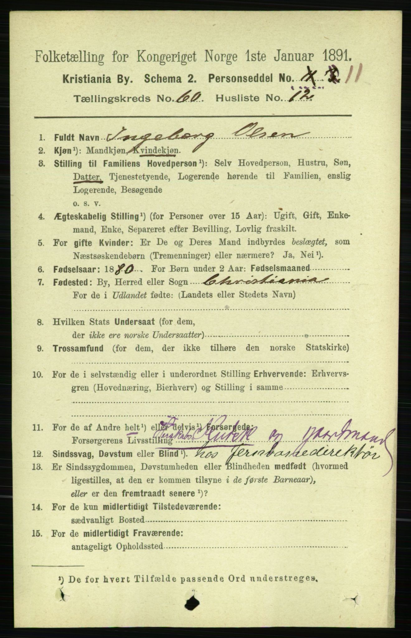 RA, 1891 census for 0301 Kristiania, 1891, p. 32048