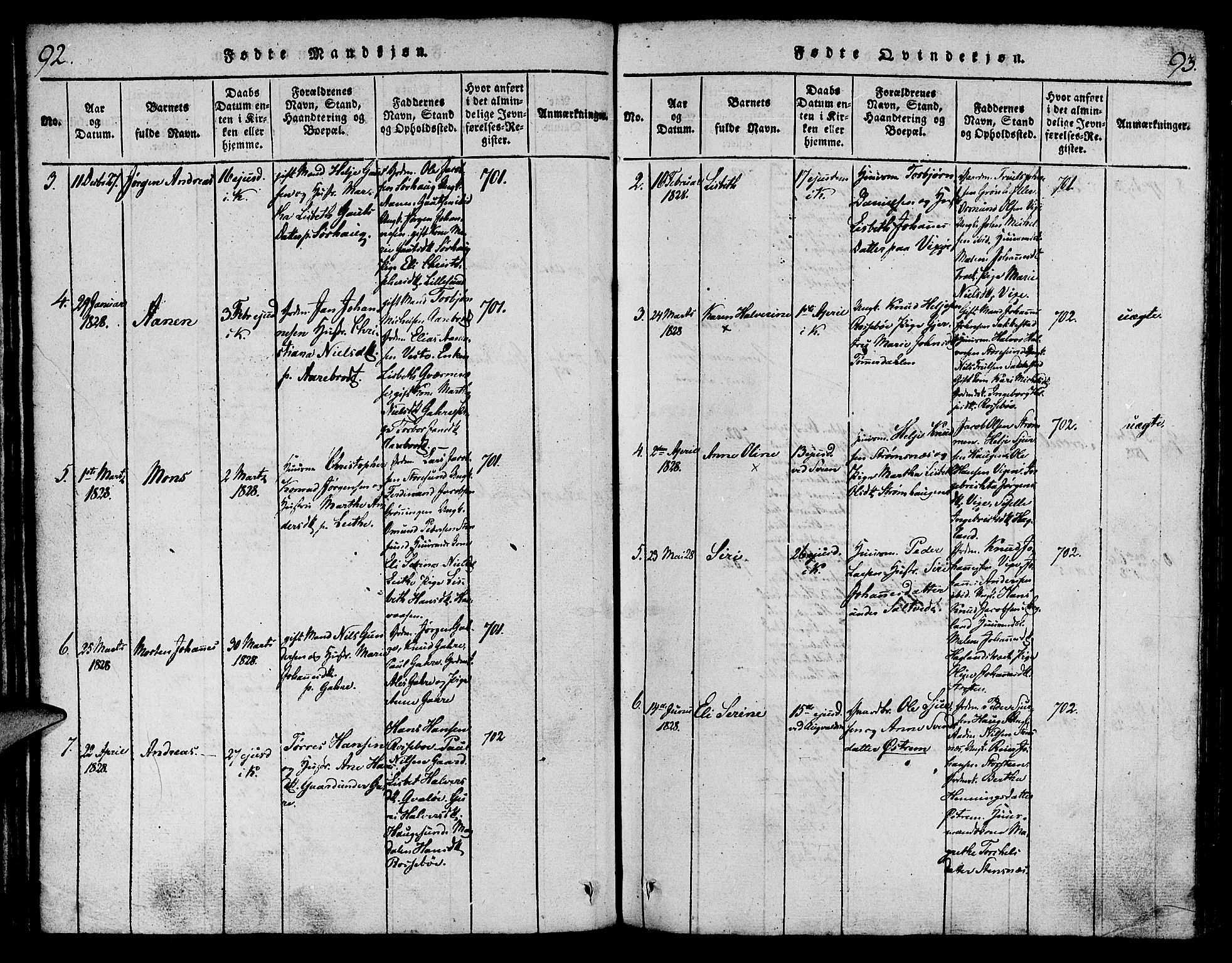 Torvastad sokneprestkontor, SAST/A -101857/H/Ha/Haa/L0004: Parish register (official) no. A 4, 1817-1836, p. 92-93
