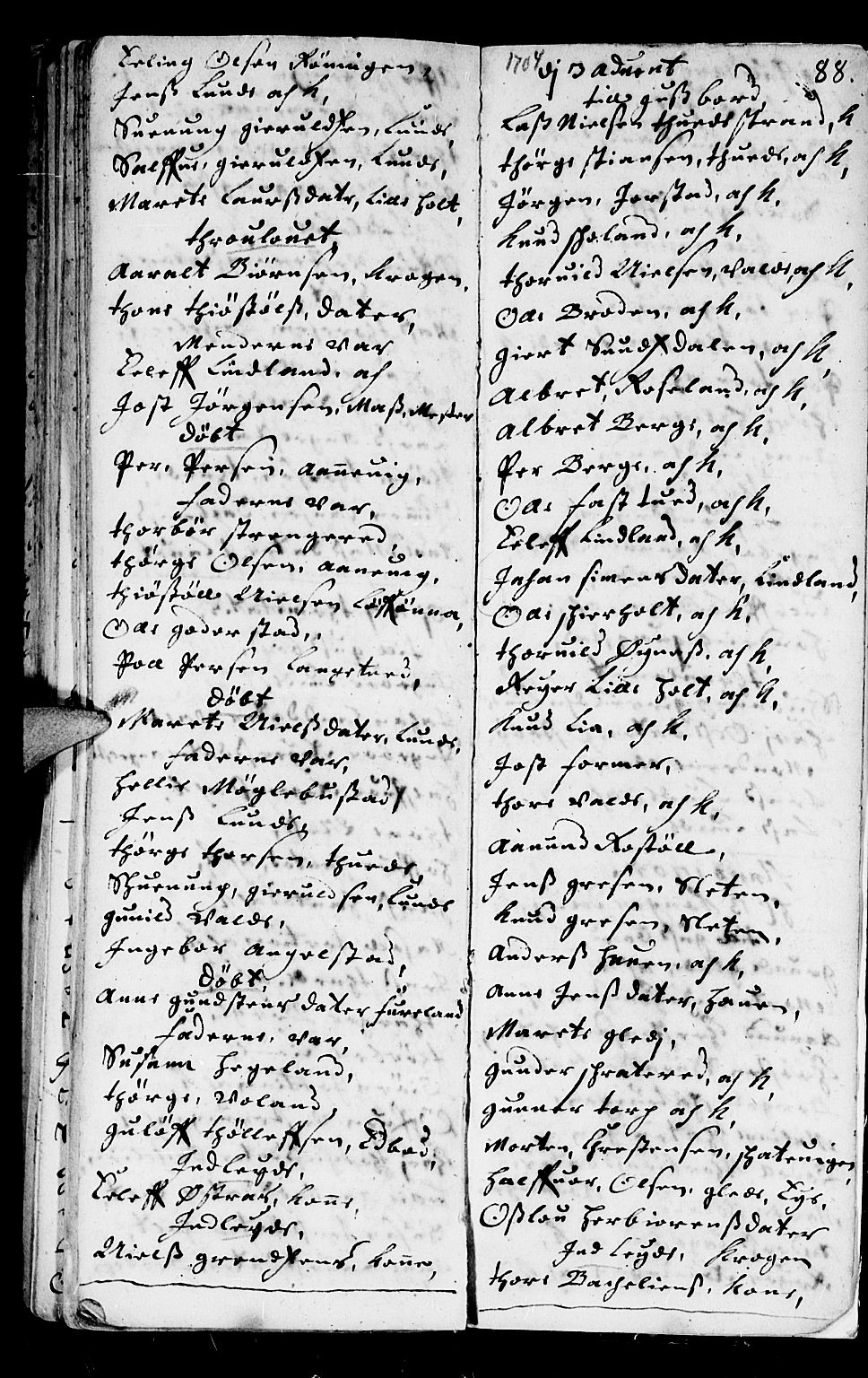 Holt sokneprestkontor, AV/SAK-1111-0021/F/Fb/L0001: Parish register (copy) no. B 1, 1699-1705, p. 88