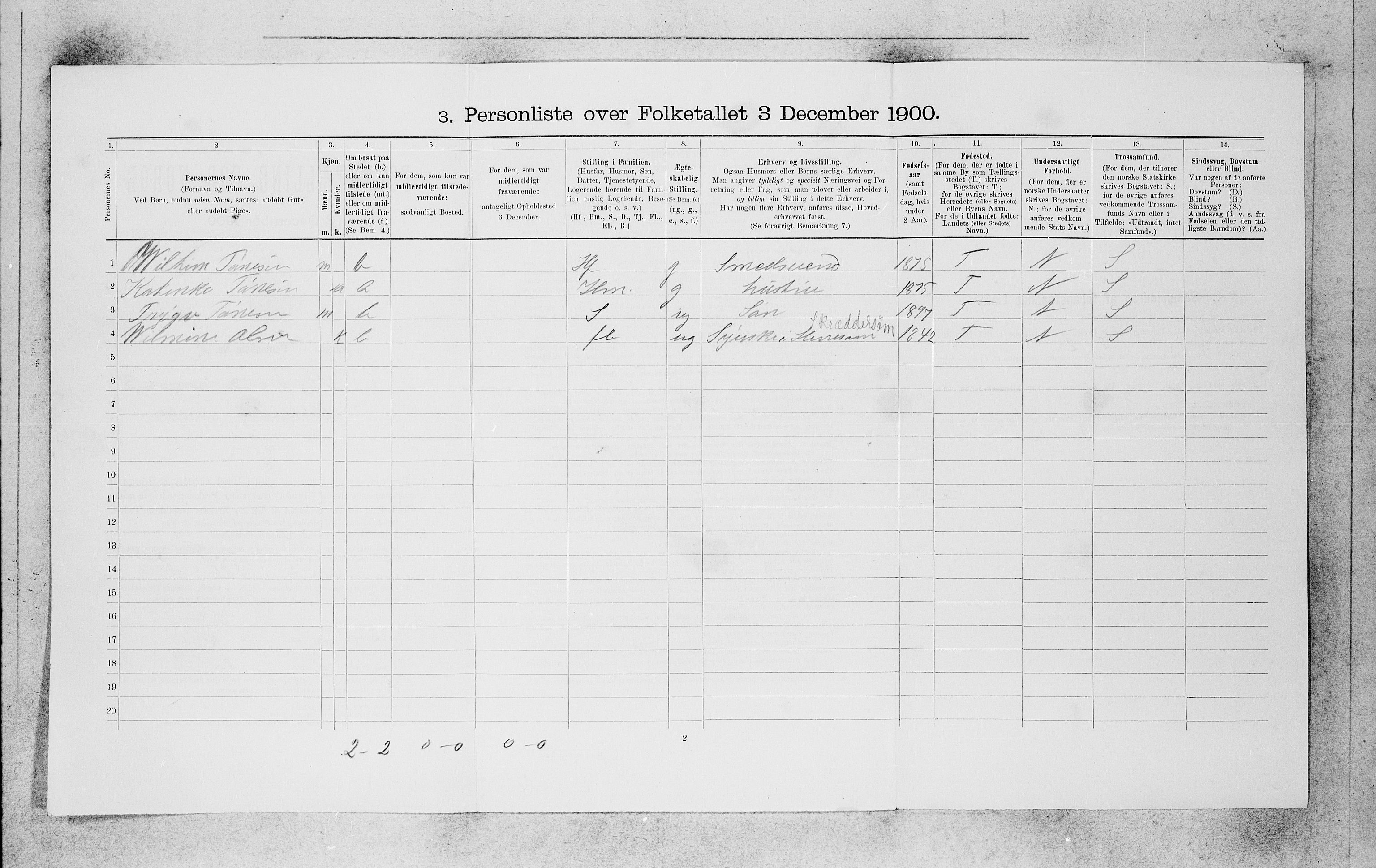 SAB, 1900 census for Bergen, 1900, p. 694