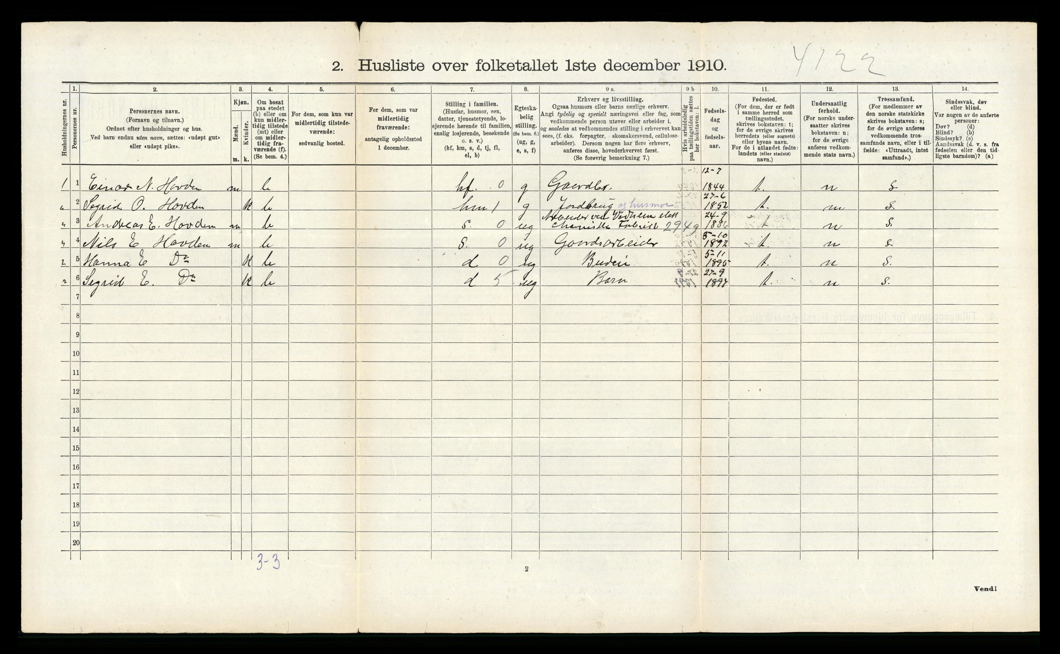 RA, 1910 census for Kyrkjebø, 1910, p. 372