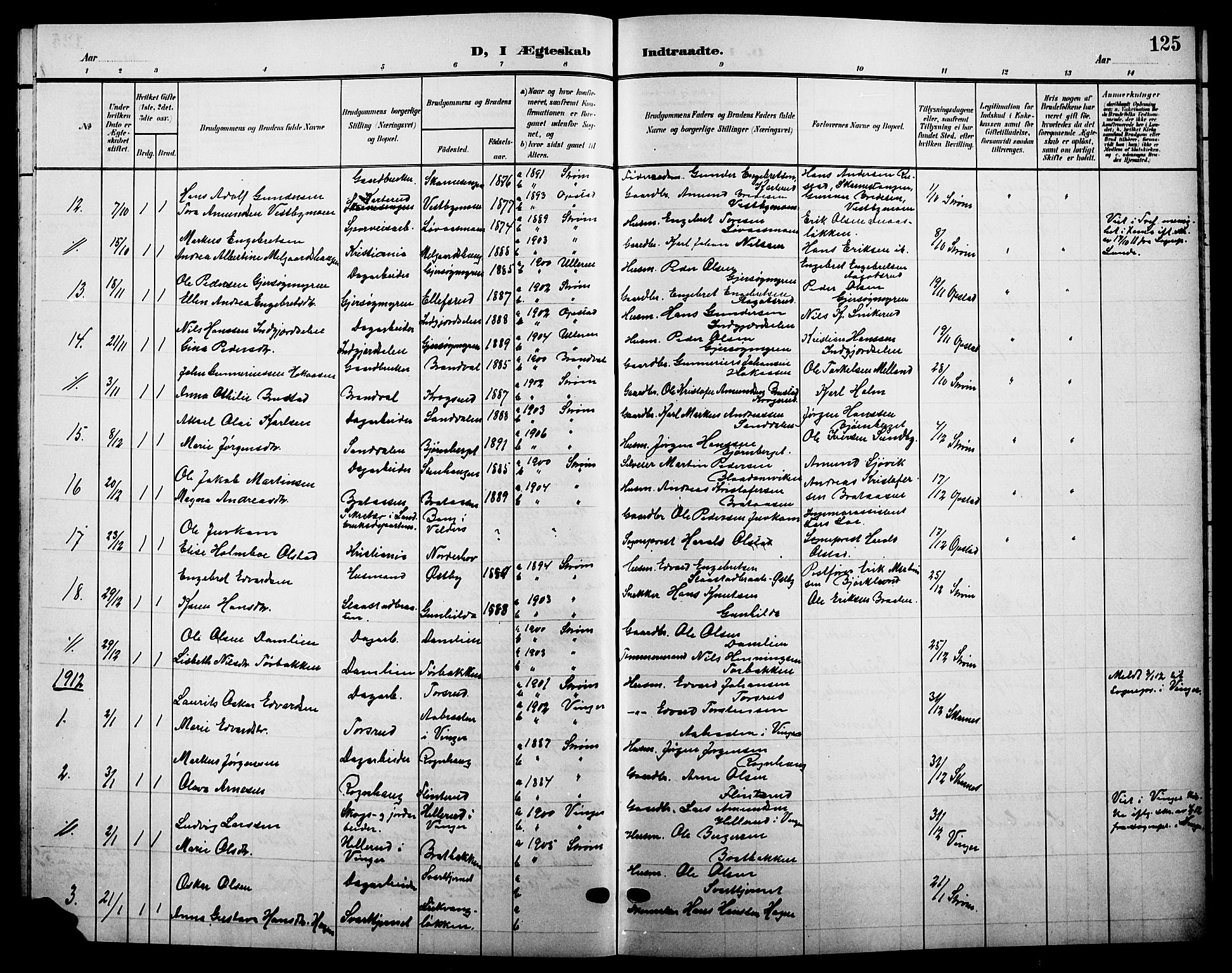 Sør-Odal prestekontor, AV/SAH-PREST-030/H/Ha/Hab/L0005: Parish register (copy) no. 5, 1903-1915, p. 125