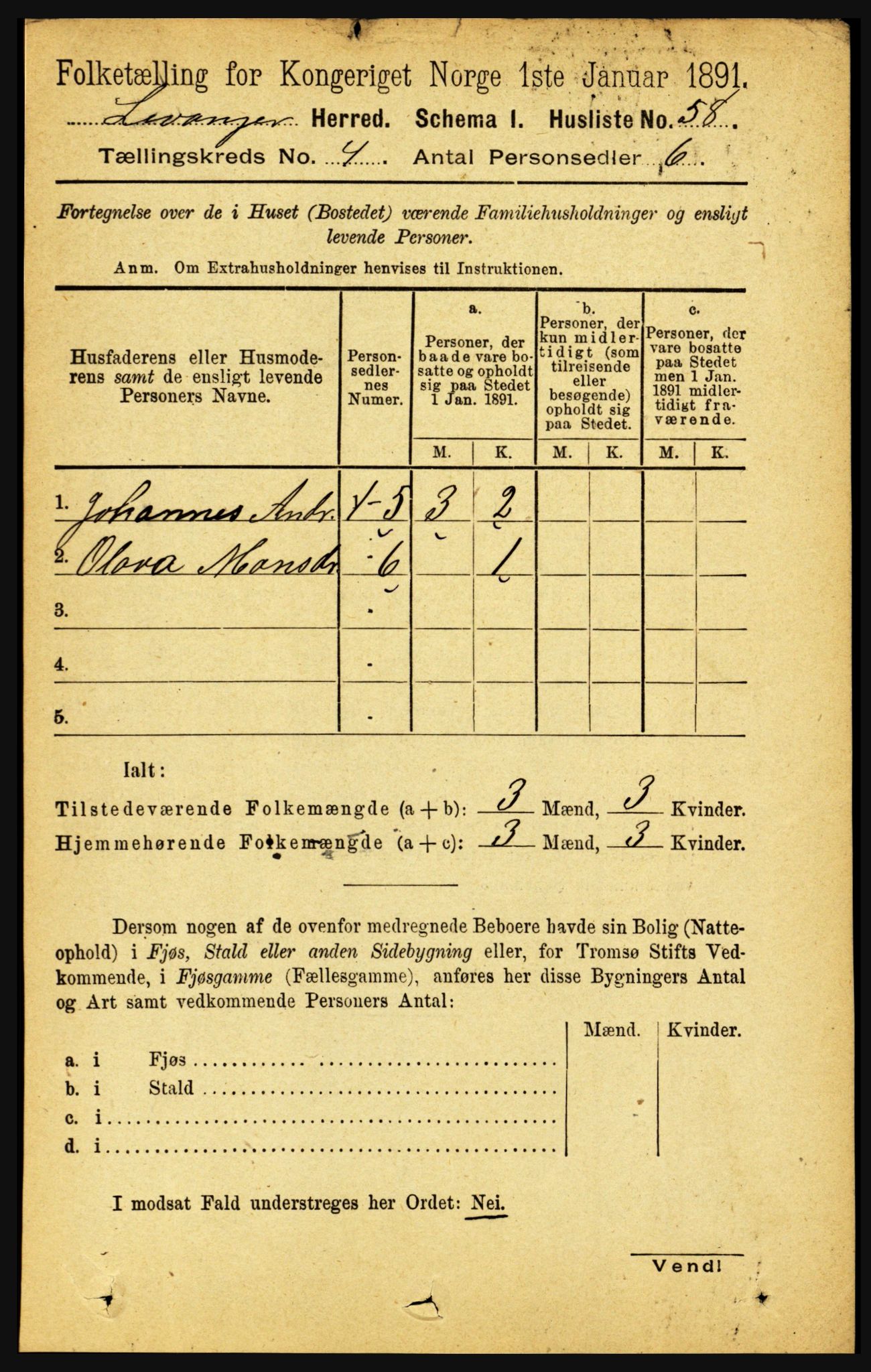 RA, 1891 census for 1720 Levanger, 1891, p. 2139