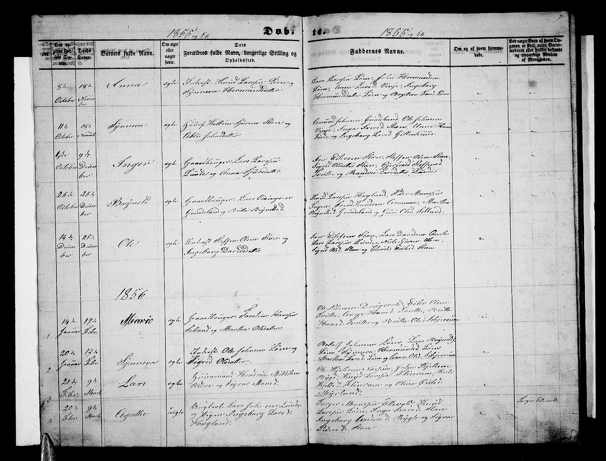 Vossestrand Sokneprestembete, AV/SAB-A-79101/H/Hab: Parish register (copy) no. A 1, 1855-1879