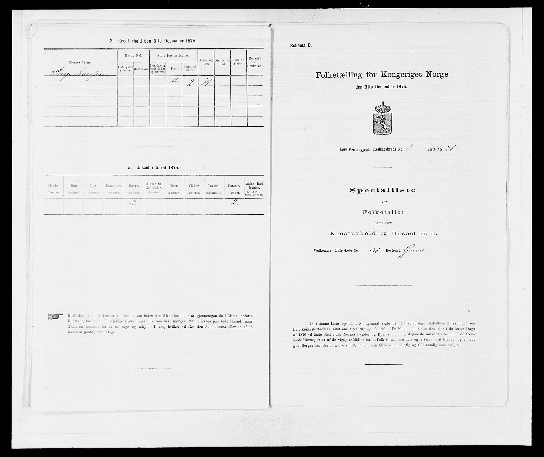 SAB, 1875 census for 1250P Haus, 1875, p. 88