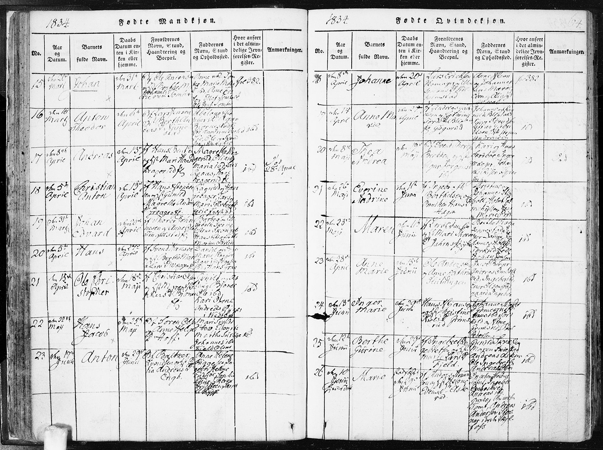 Hobøl prestekontor Kirkebøker, AV/SAO-A-2002/F/Fa/L0002: Parish register (official) no. I 2, 1814-1841, p. 64