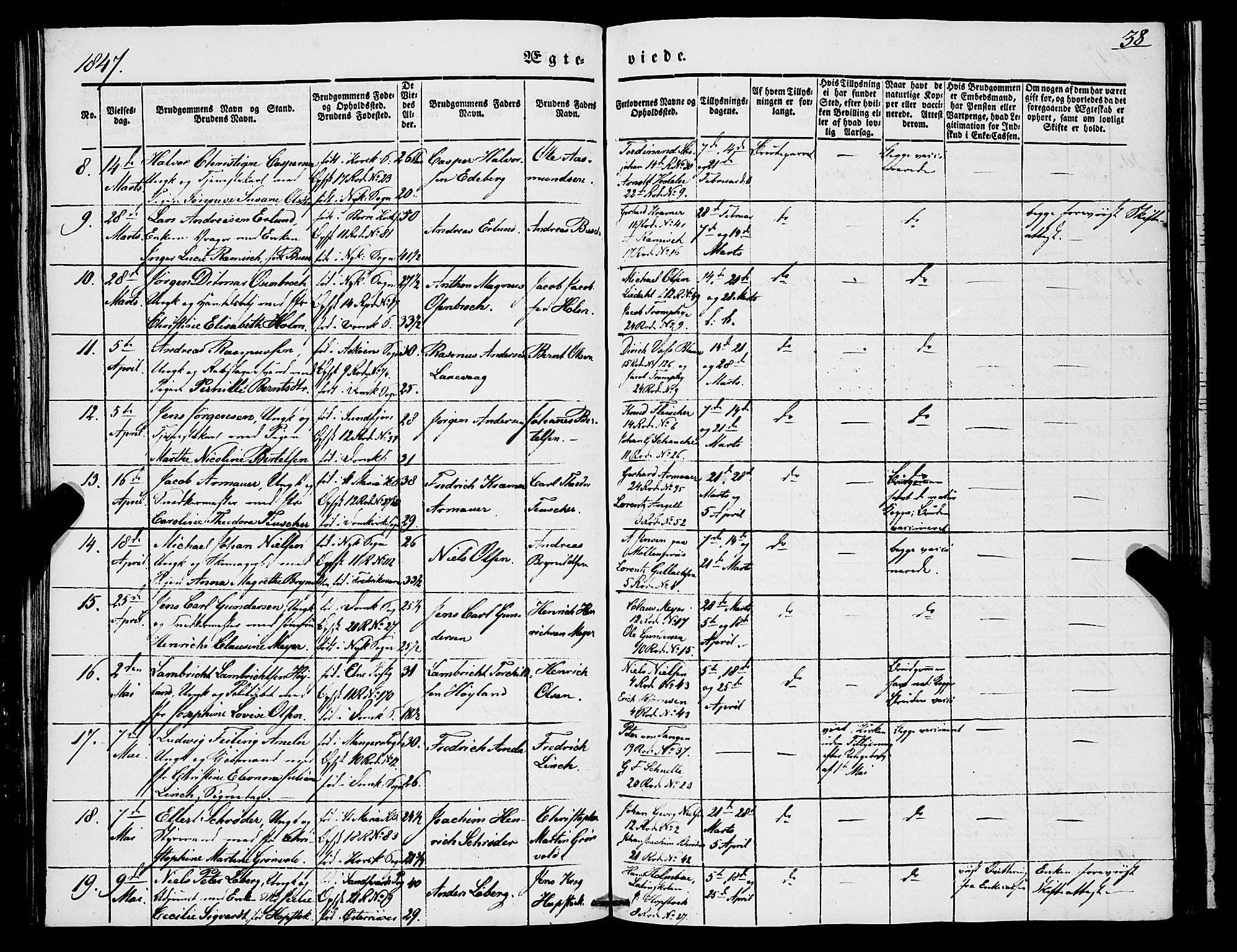 Domkirken sokneprestembete, SAB/A-74801/H/Haa/L0033: Parish register (official) no. D 1, 1841-1853, p. 38