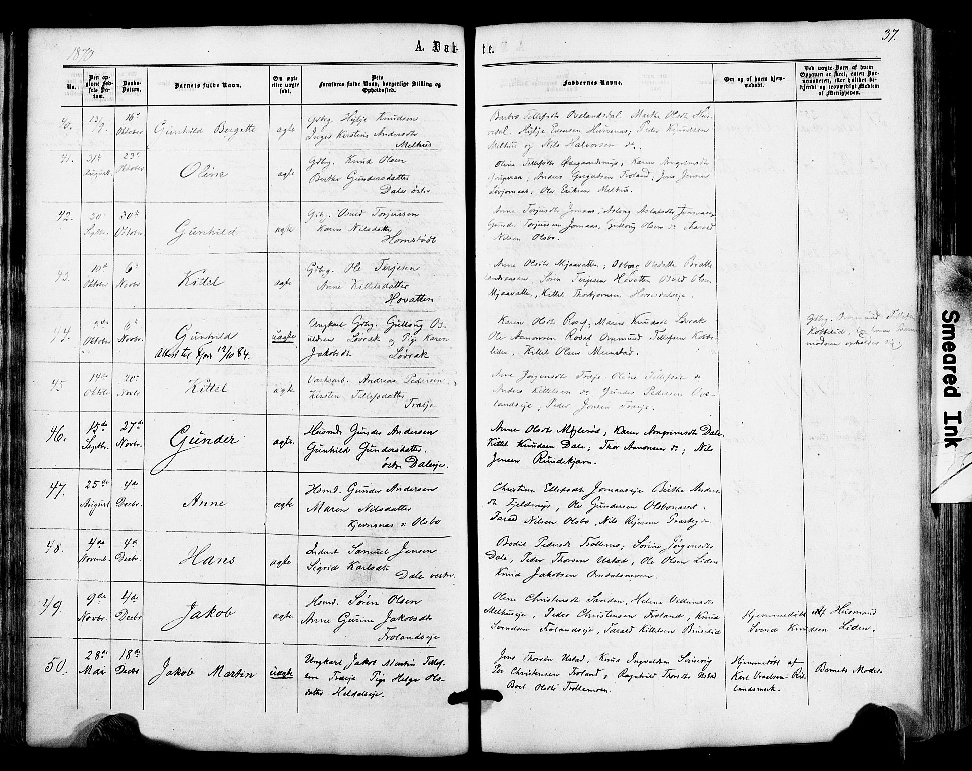 Froland sokneprestkontor, AV/SAK-1111-0013/F/Fa/L0003: Parish register (official) no. A 3, 1864-1881, p. 37