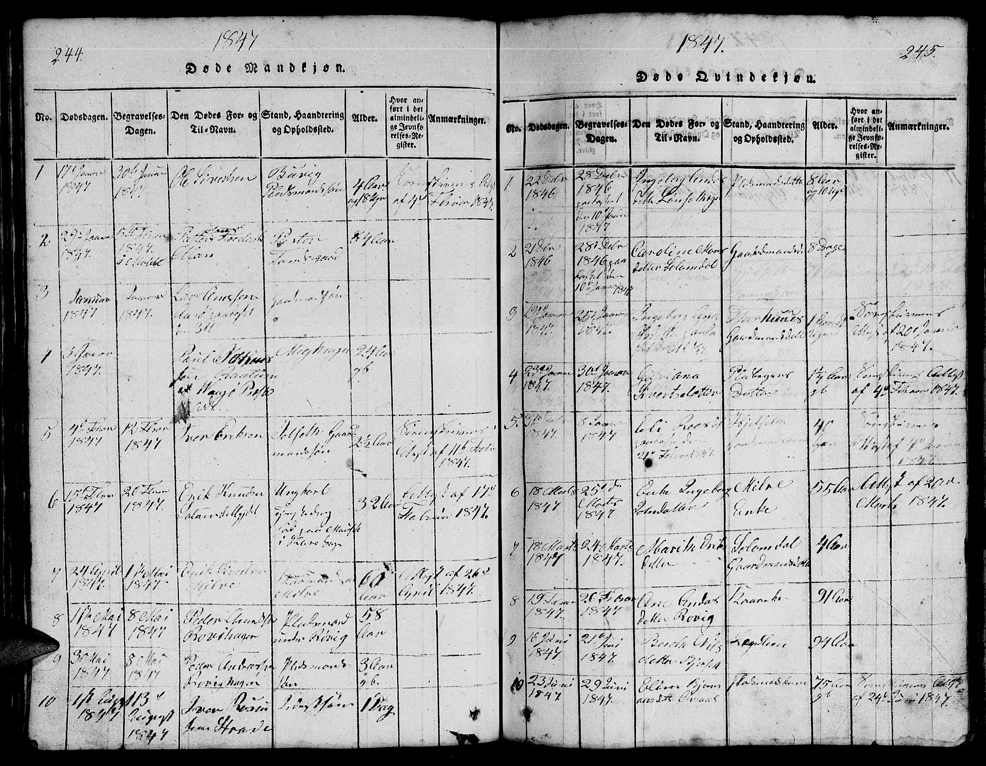 Ministerialprotokoller, klokkerbøker og fødselsregistre - Møre og Romsdal, AV/SAT-A-1454/555/L0665: Parish register (copy) no. 555C01, 1818-1868, p. 244-245