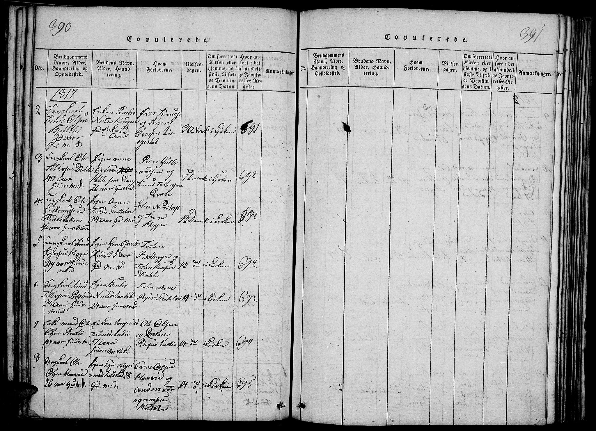 Slidre prestekontor, SAH/PREST-134/H/Ha/Haa/L0002: Parish register (official) no. 2, 1814-1830, p. 390-391