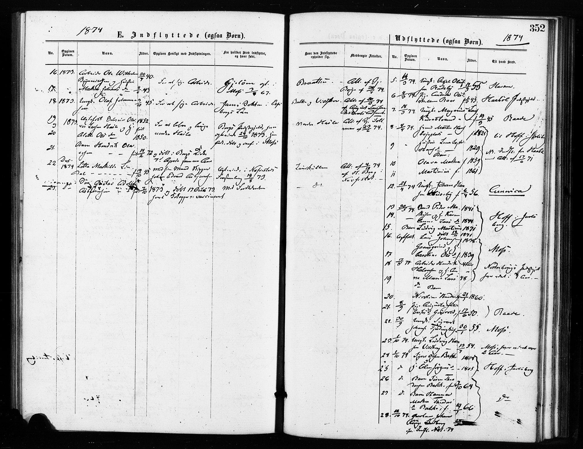 Rygge prestekontor Kirkebøker, SAO/A-10084b/F/Fa/L0006: Parish register (official) no. 6, 1872-1877, p. 352
