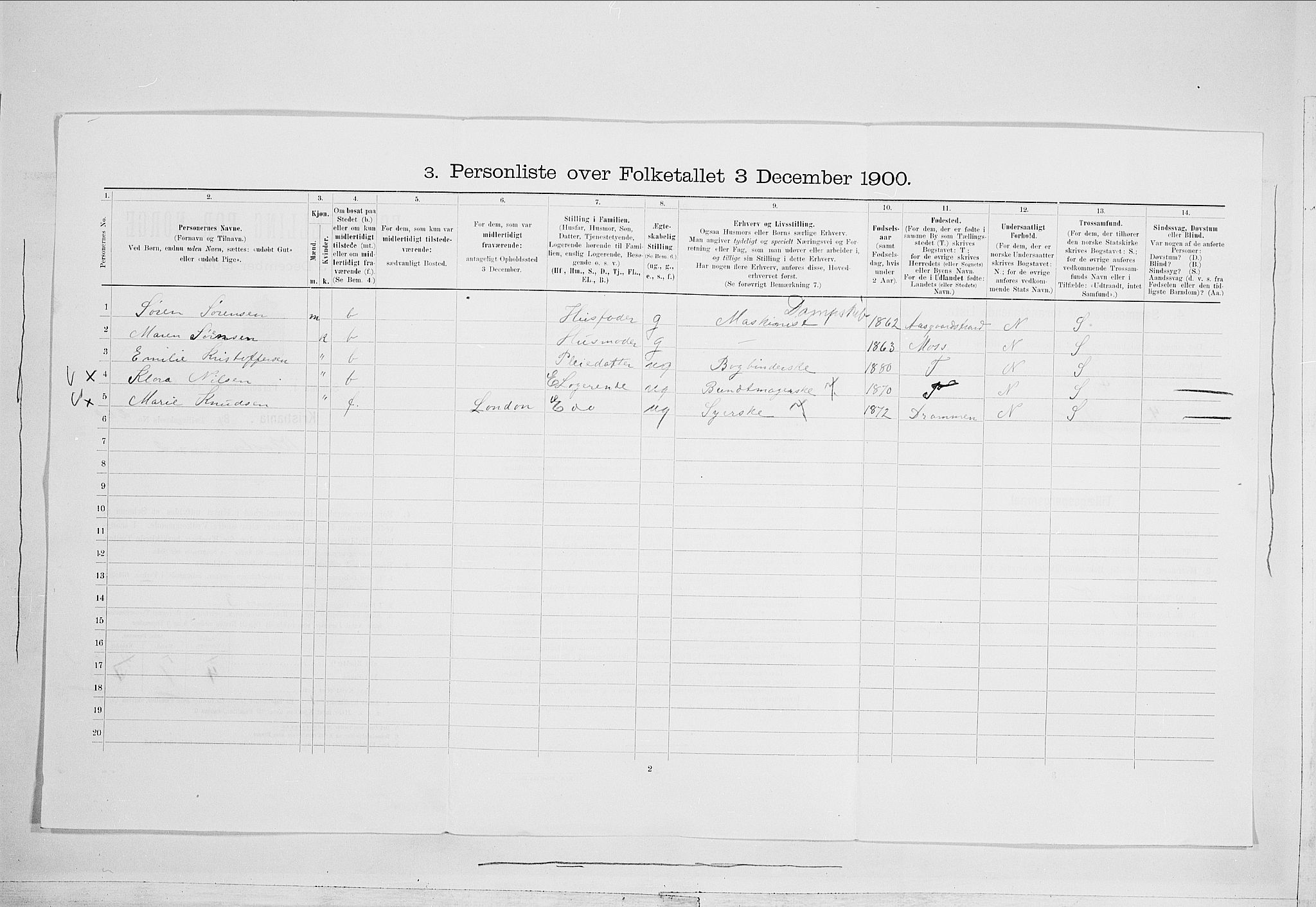 SAO, 1900 census for Kristiania, 1900, p. 48260