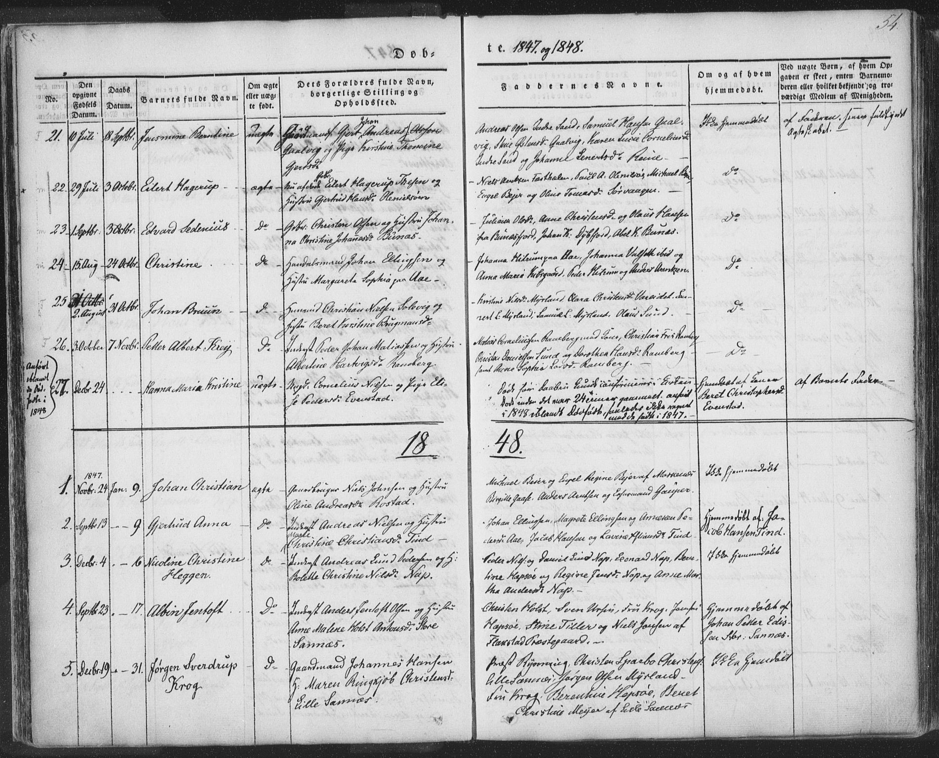 Ministerialprotokoller, klokkerbøker og fødselsregistre - Nordland, AV/SAT-A-1459/885/L1202: Parish register (official) no. 885A03, 1838-1859, p. 54