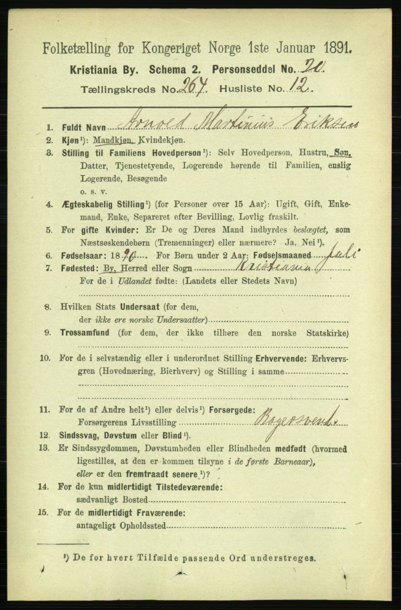 RA, 1891 census for 0301 Kristiania, 1891, p. 160754
