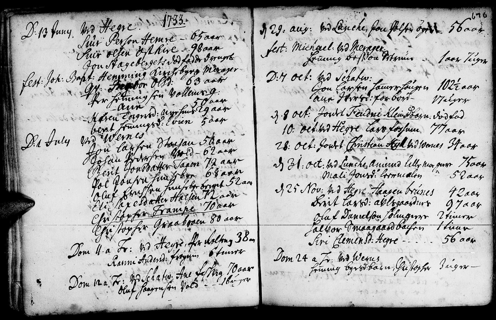 Ministerialprotokoller, klokkerbøker og fødselsregistre - Nord-Trøndelag, SAT/A-1458/709/L0055: Parish register (official) no. 709A03, 1730-1739, p. 675-676