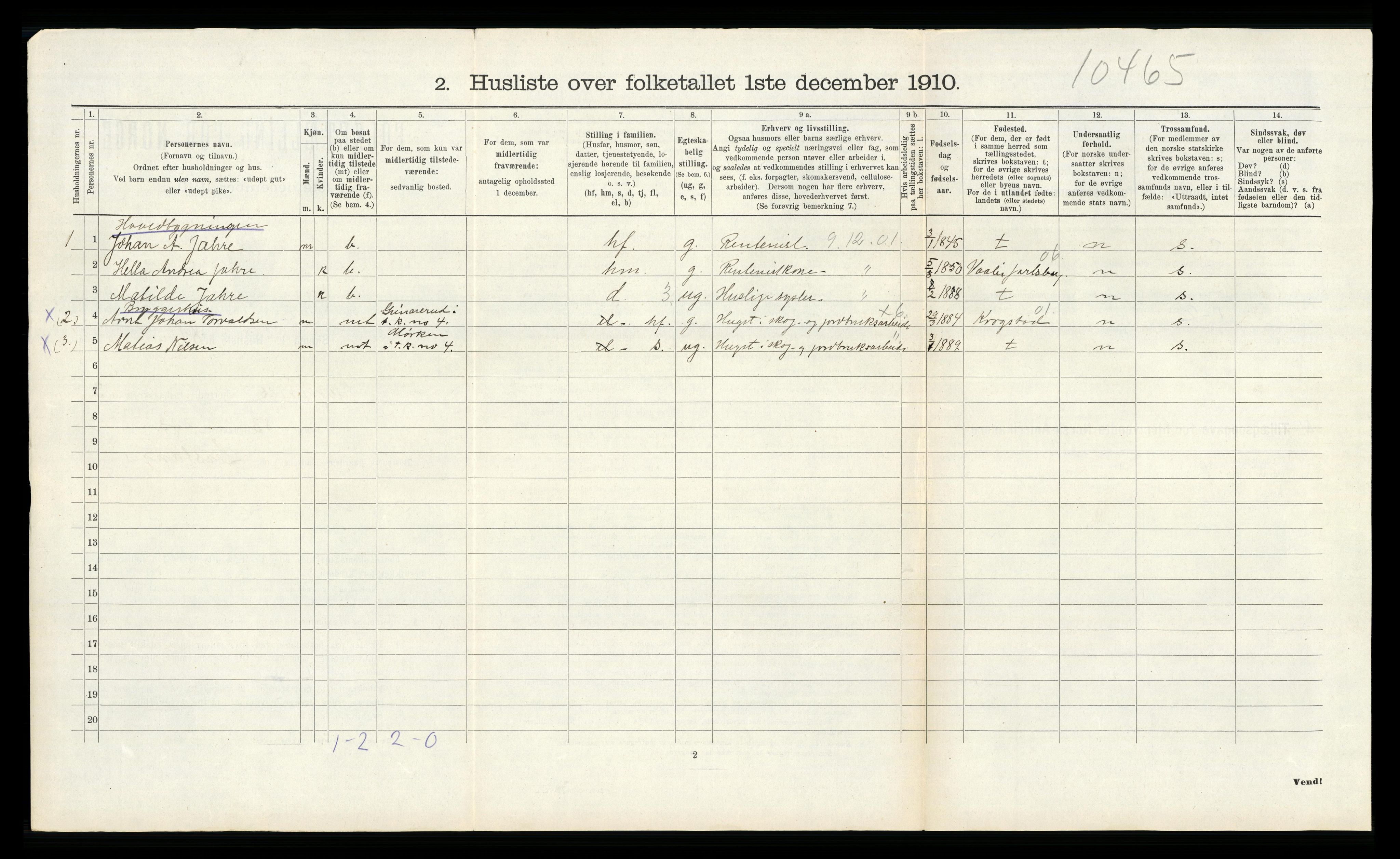 RA, 1910 census for Ramnes, 1910, p. 577