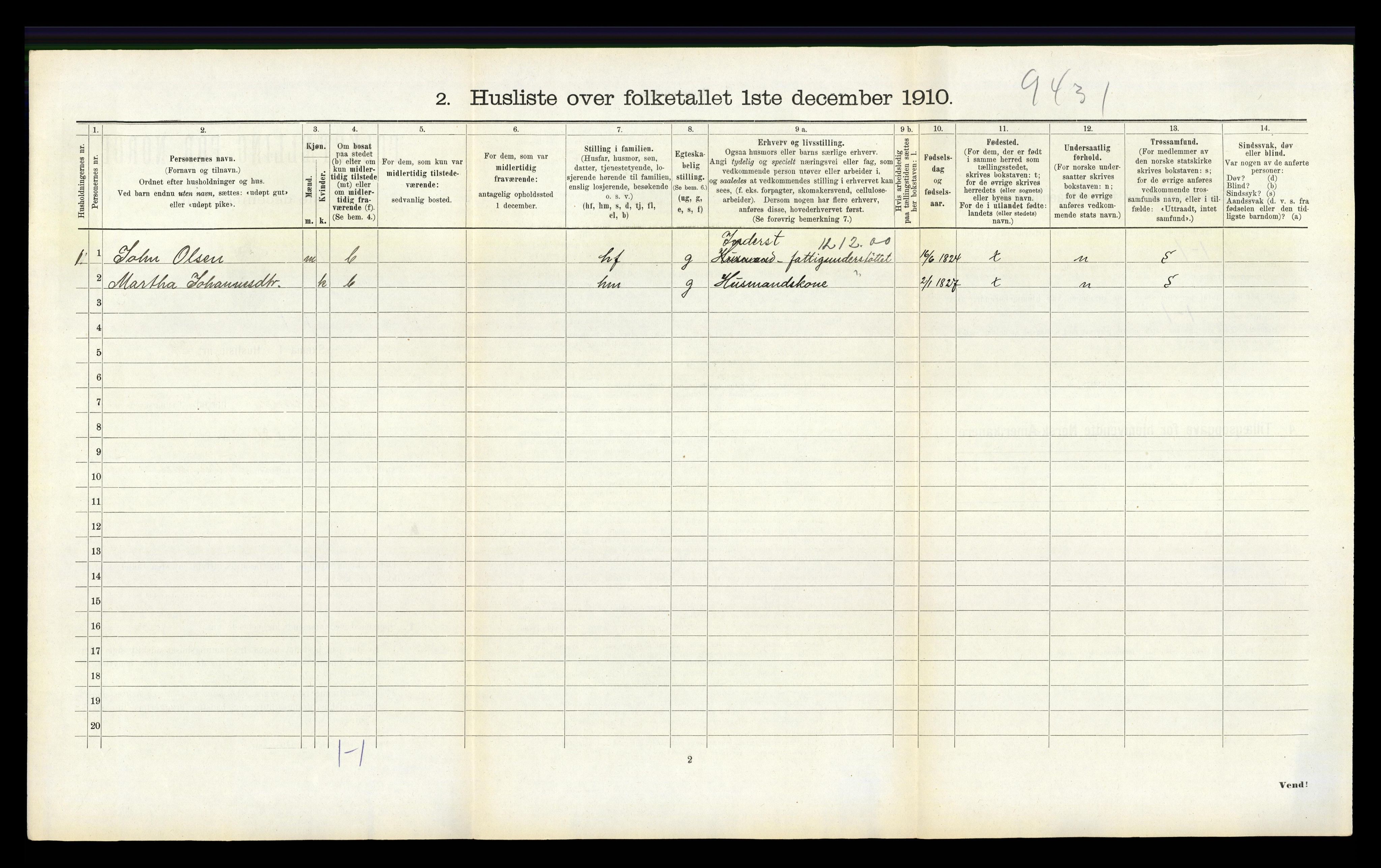 RA, 1910 census for Hamre, 1910, p. 419