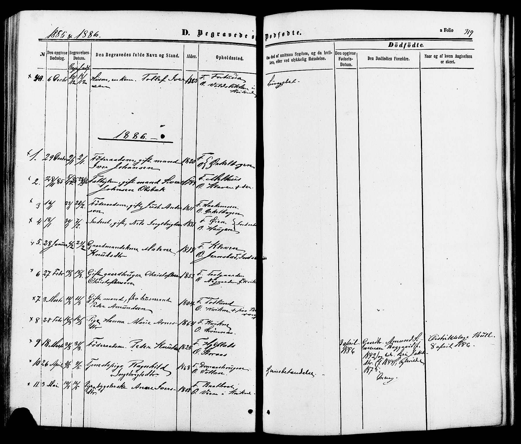 Kvikne prestekontor, SAH/PREST-064/H/Ha/Haa/L0006: Parish register (official) no. 6, 1863-1886, p. 319