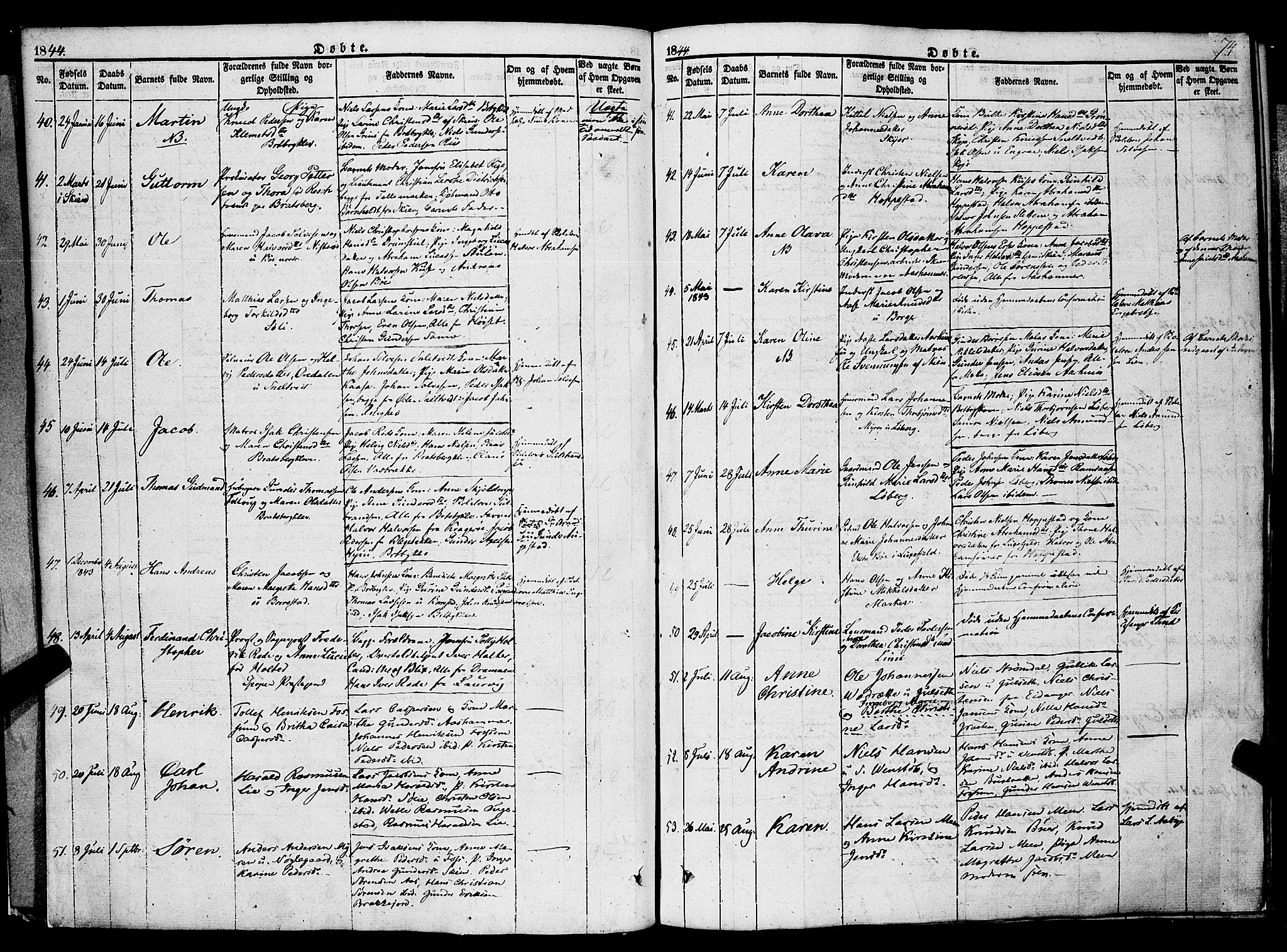 Gjerpen kirkebøker, AV/SAKO-A-265/F/Fa/L0007a: Parish register (official) no. I 7A, 1834-1857, p. 74