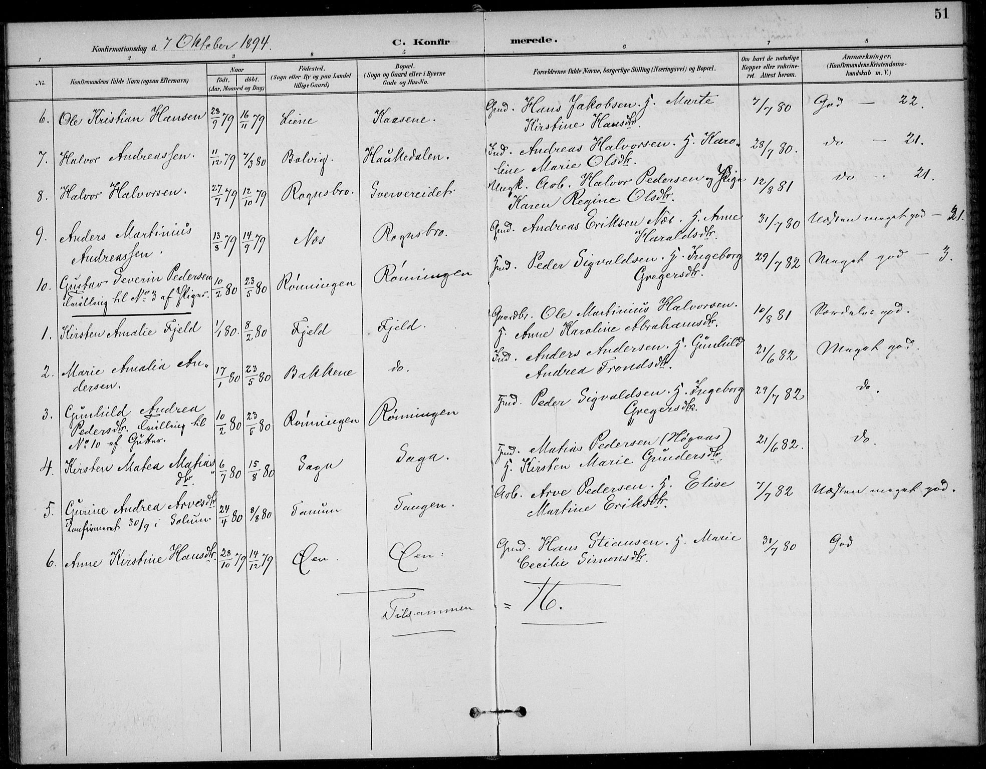 Solum kirkebøker, AV/SAKO-A-306/F/Fc/L0002: Parish register (official) no. III 2, 1892-1906, p. 51