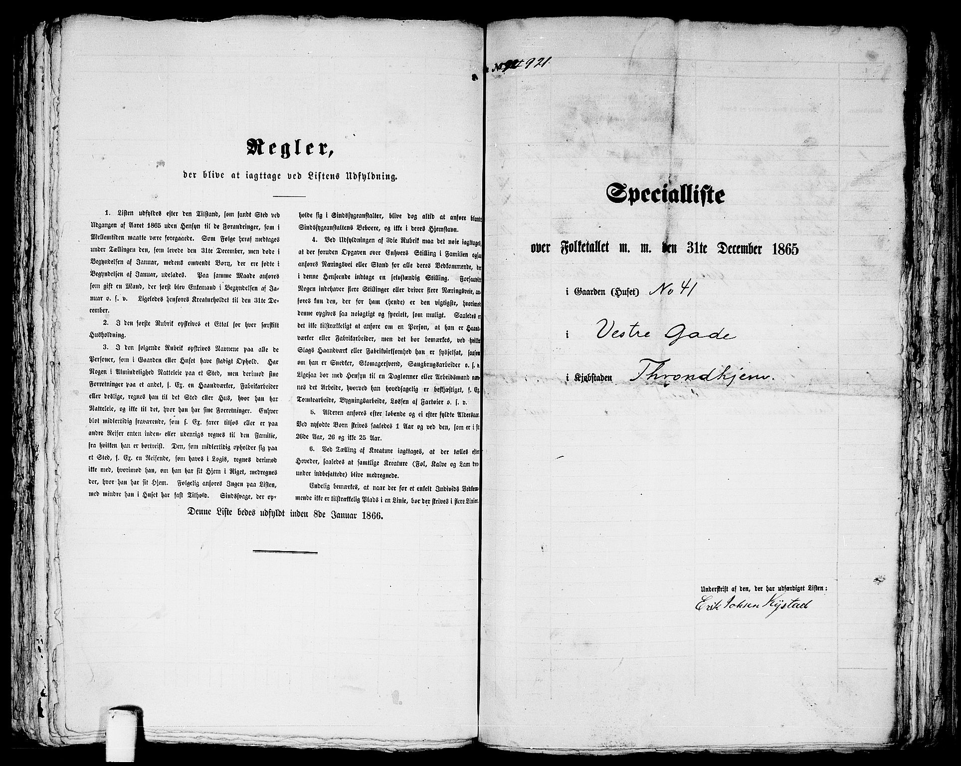 RA, 1865 census for Trondheim, 1865, p. 1921