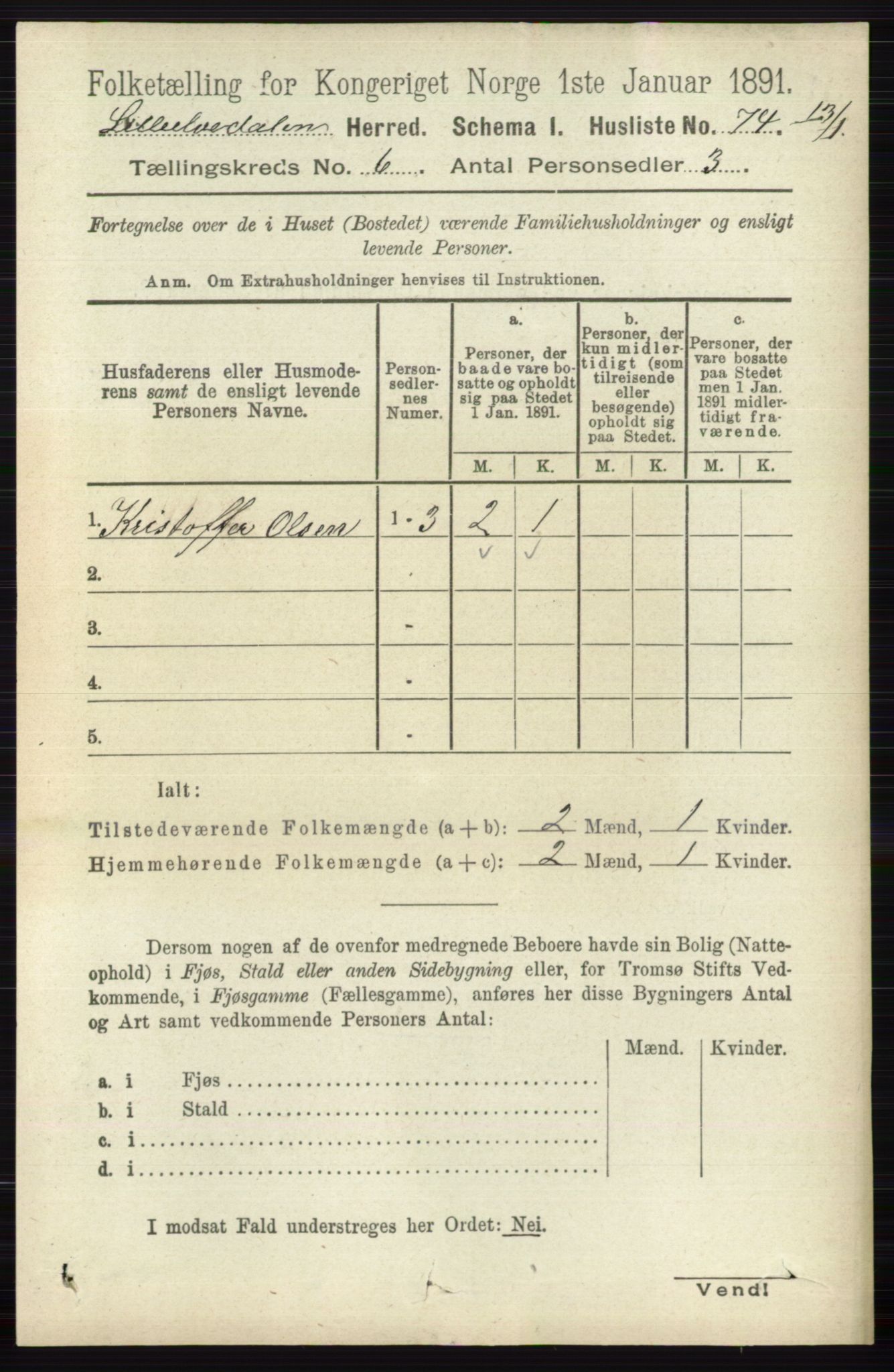 RA, 1891 census for 0438 Lille Elvedalen, 1891, p. 1827