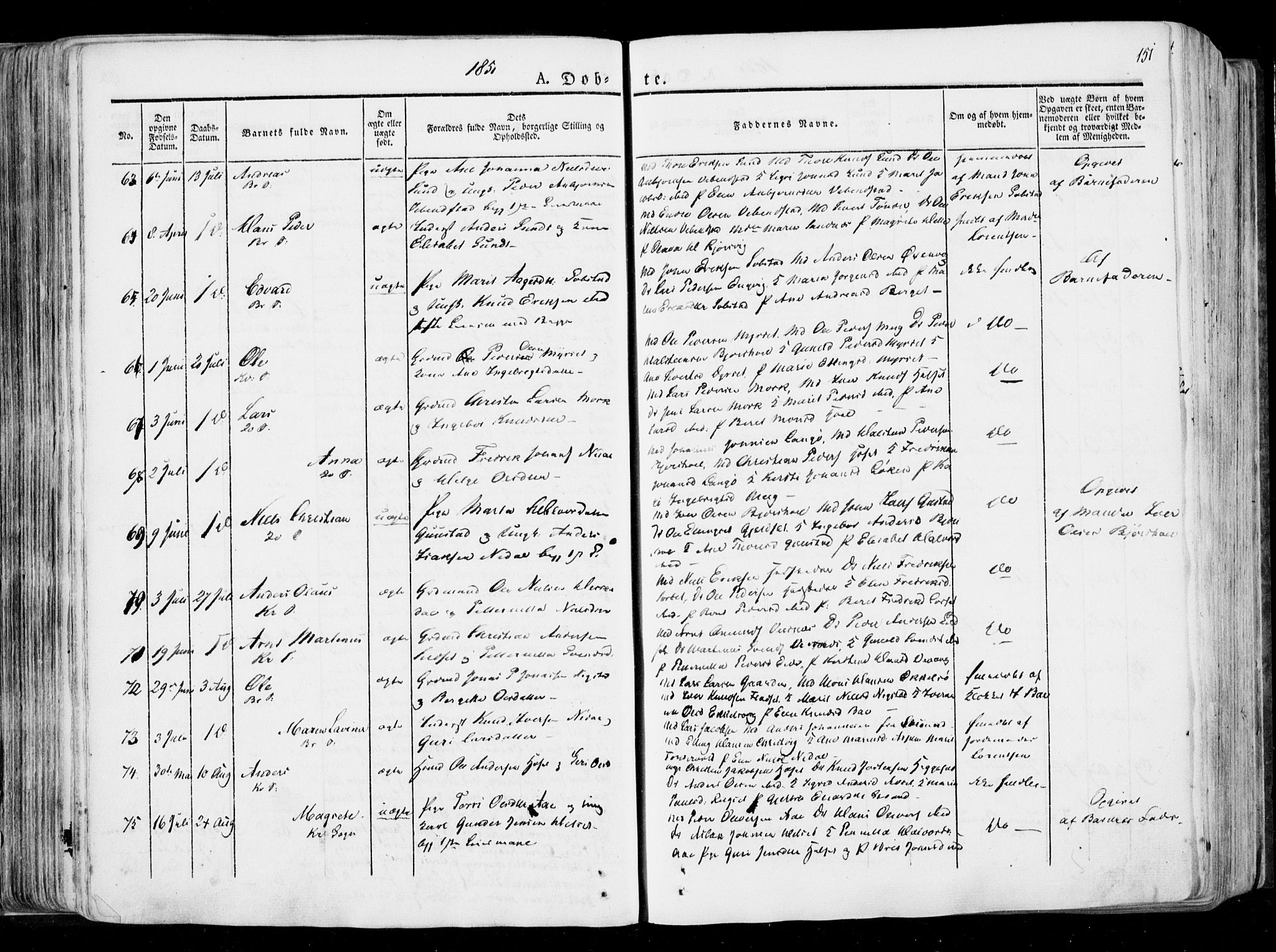 Ministerialprotokoller, klokkerbøker og fødselsregistre - Møre og Romsdal, AV/SAT-A-1454/568/L0803: Parish register (official) no. 568A10, 1830-1853, p. 151