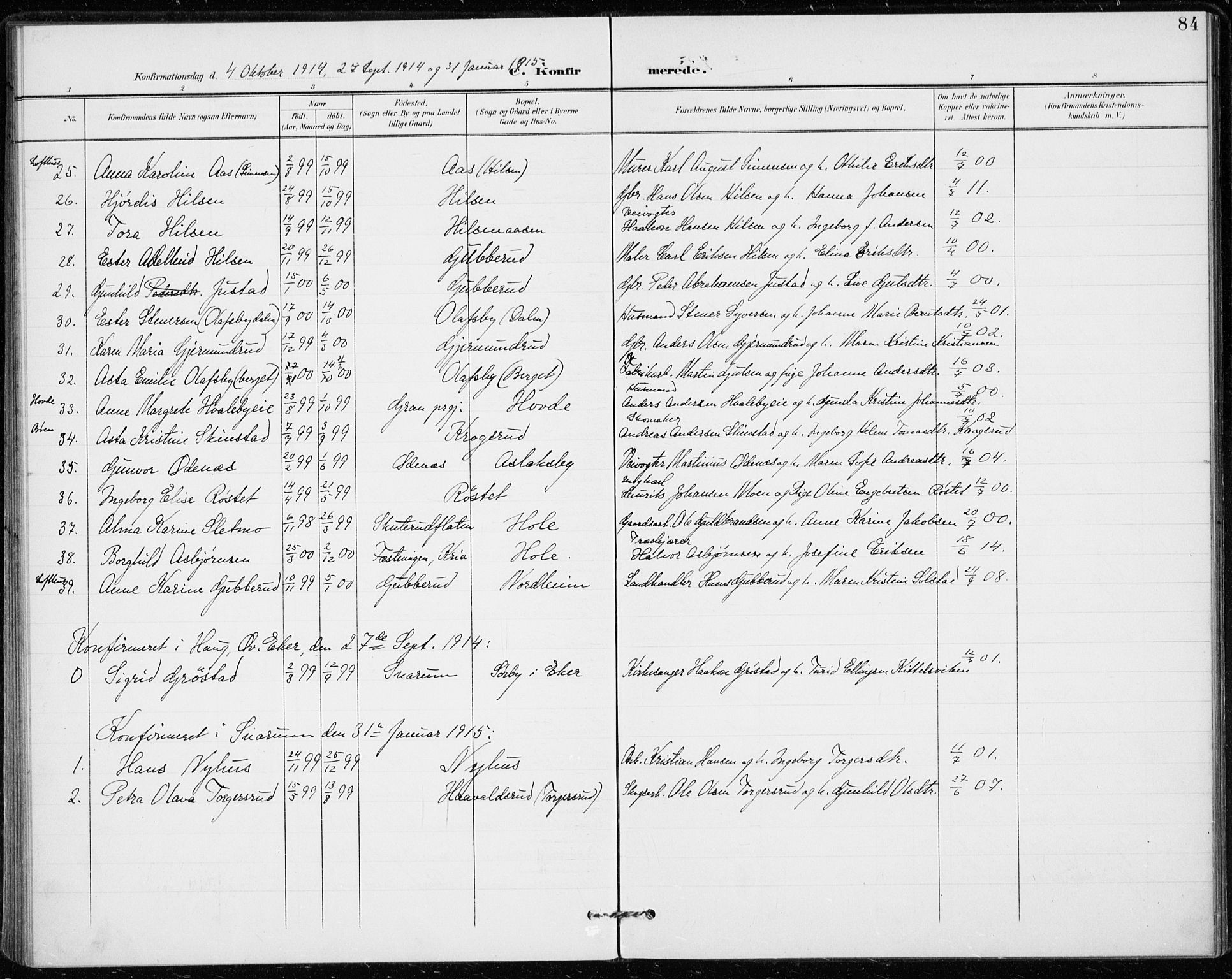 Modum kirkebøker, AV/SAKO-A-234/F/Fa/L0020: Parish register (official) no. 20, 1900-1917, p. 84