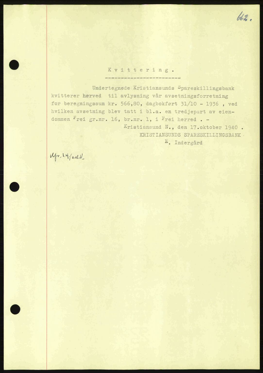 Nordmøre sorenskriveri, AV/SAT-A-4132/1/2/2Ca: Mortgage book no. B87, 1940-1941, Diary no: : 50/1941