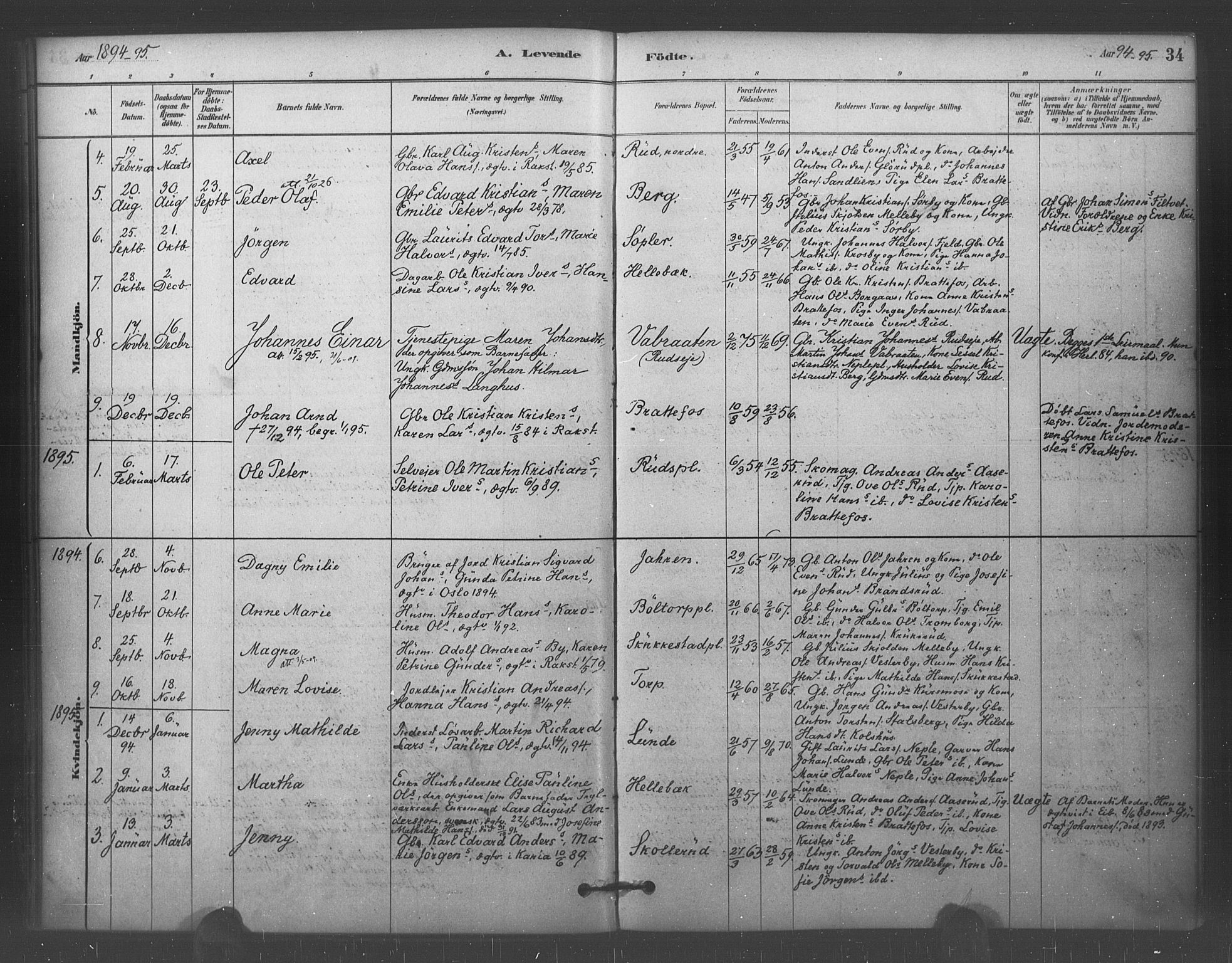 Eidsberg prestekontor Kirkebøker, AV/SAO-A-10905/F/Fc/L0001: Parish register (official) no. III 1, 1879-1905, p. 34